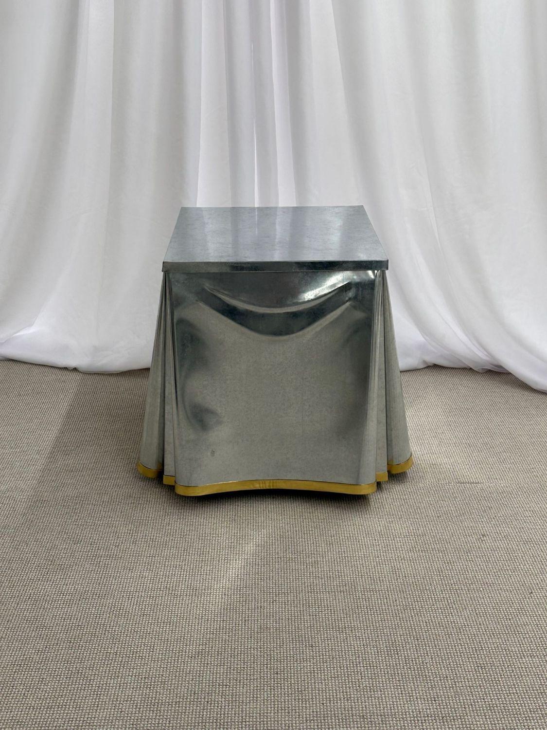 John Dickinson, Sutherland, Modern Drape End Table, Galvanized Steel, 2000s For Sale 5