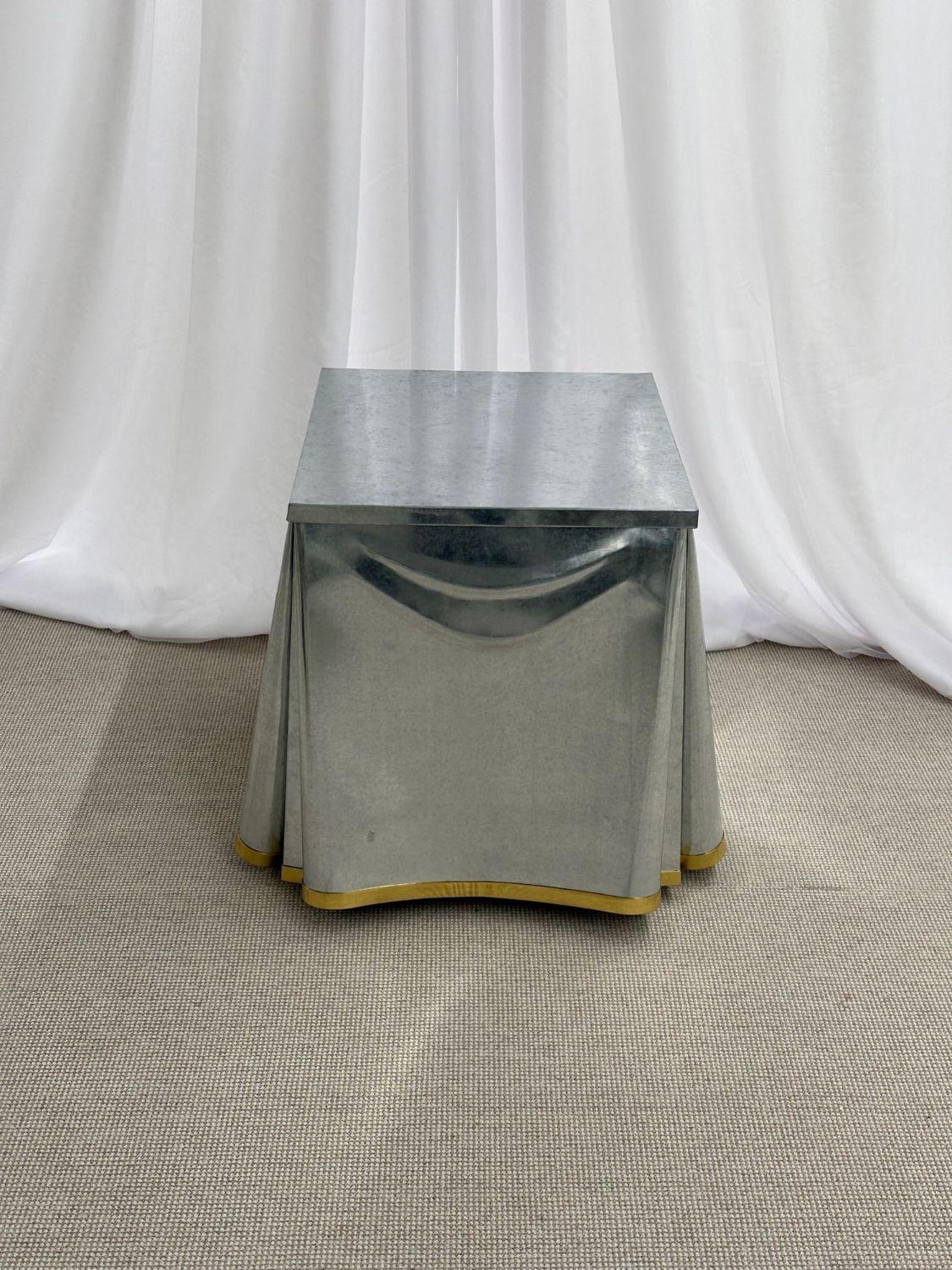 John Dickinson, Sutherland, Modern Drape End Table, Galvanized Steel, 2000s For Sale 6