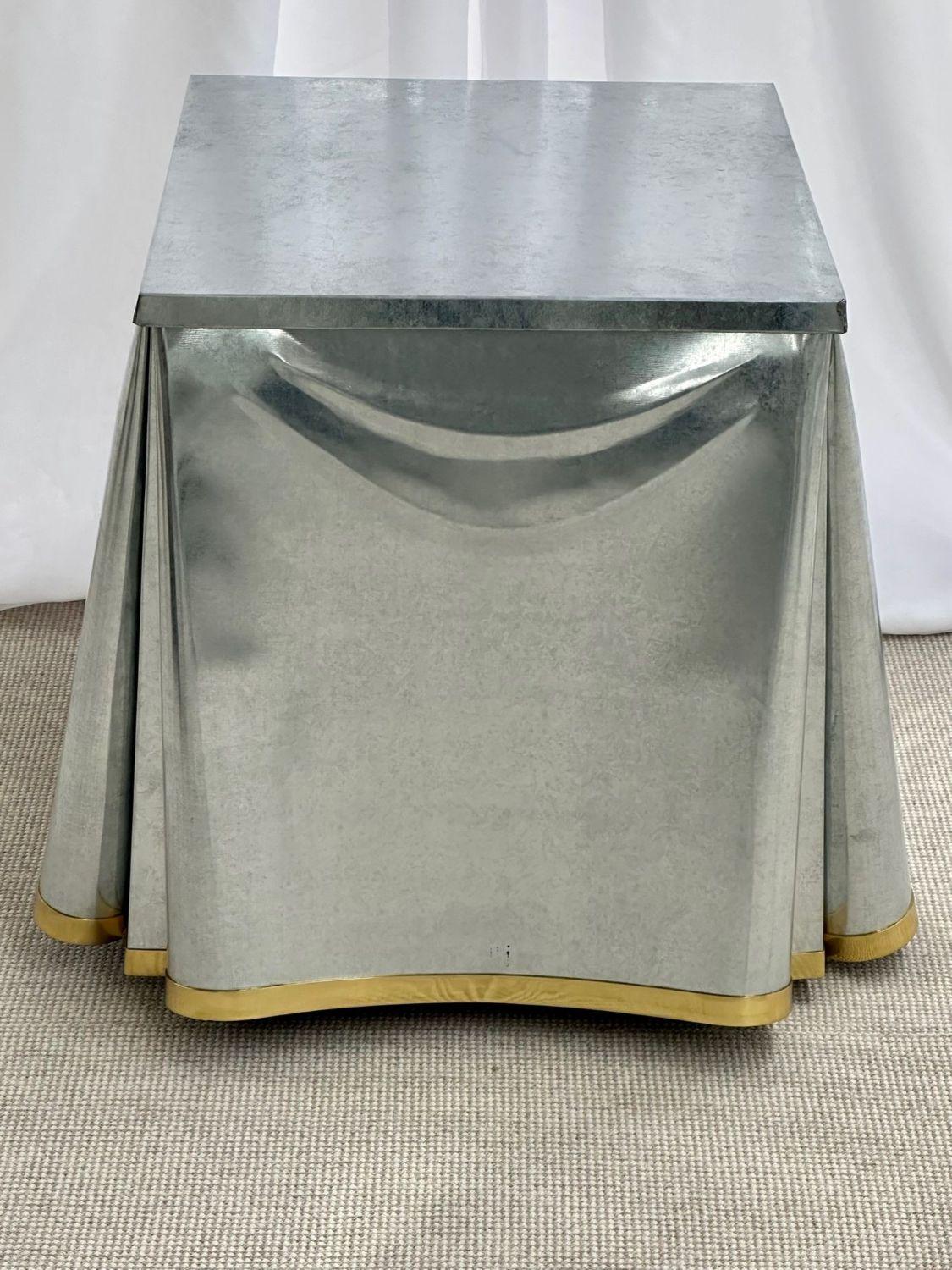 John Dickinson, Sutherland, Modern Drape End Table, Galvanized Steel, 2000s For Sale 9