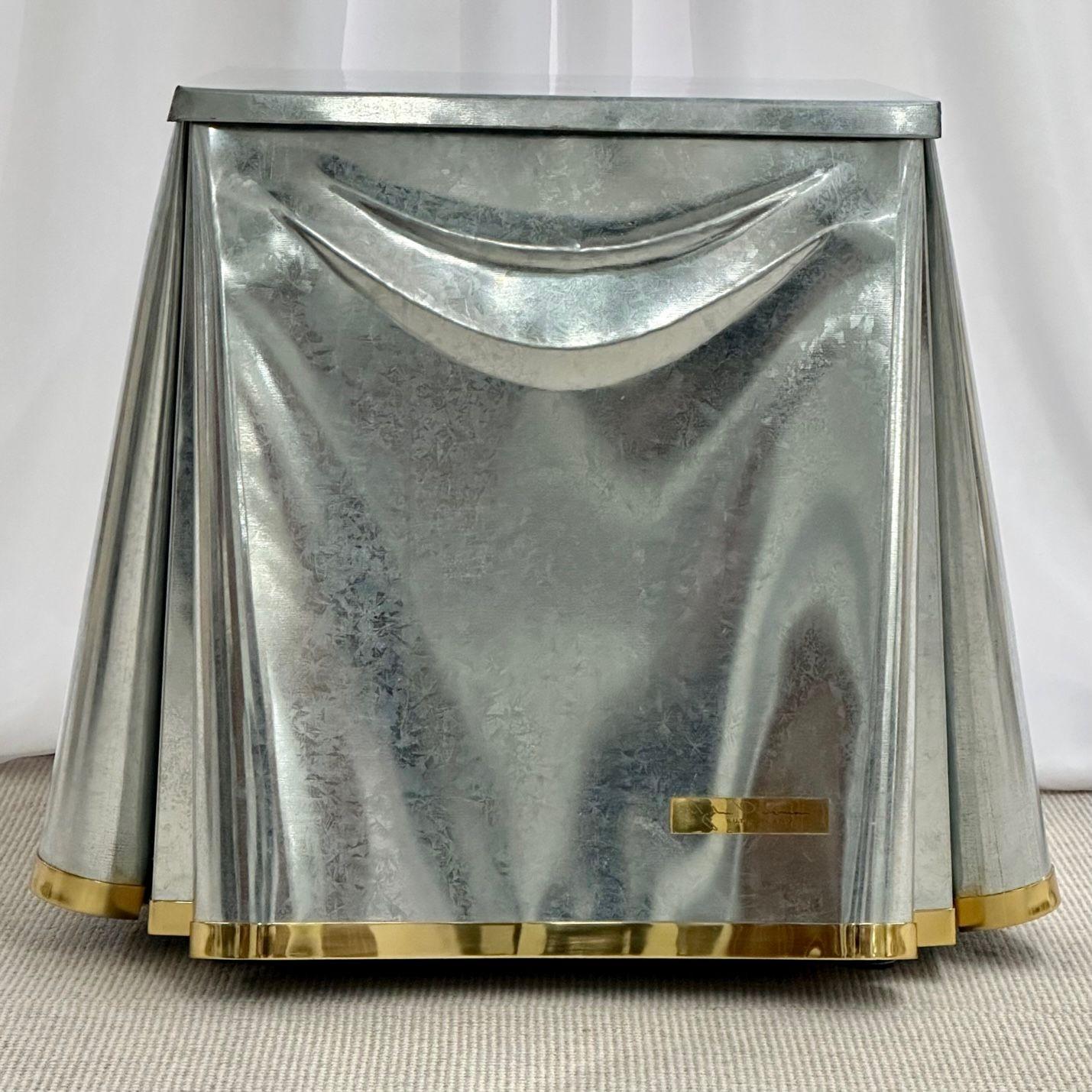 Mid-Century Modern John Dickinson, Sutherland, Modern Drape End Table, Galvanized Steel, 2000s For Sale