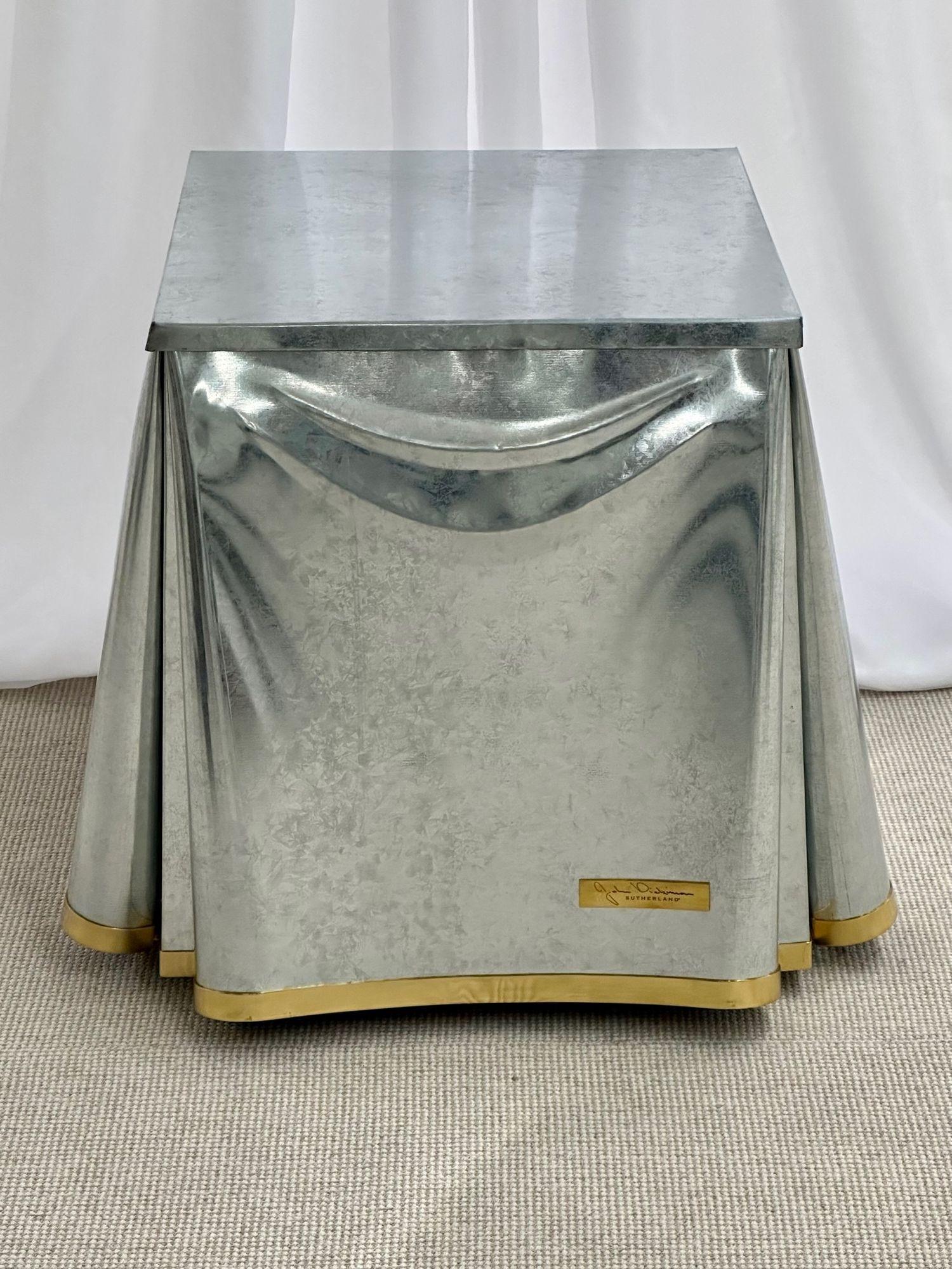 American John Dickinson, Sutherland, Modern Drape End Table, Galvanized Steel, 2000s For Sale
