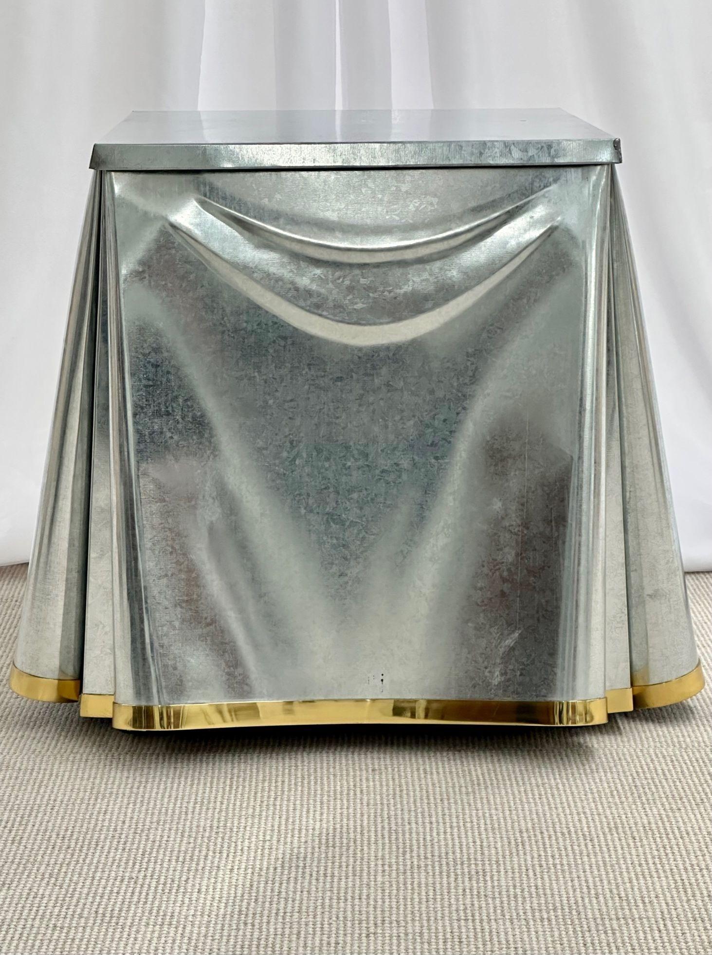 John Dickinson, Sutherland, Modern Drape End Table, Galvanized Steel, 2000s For Sale 1