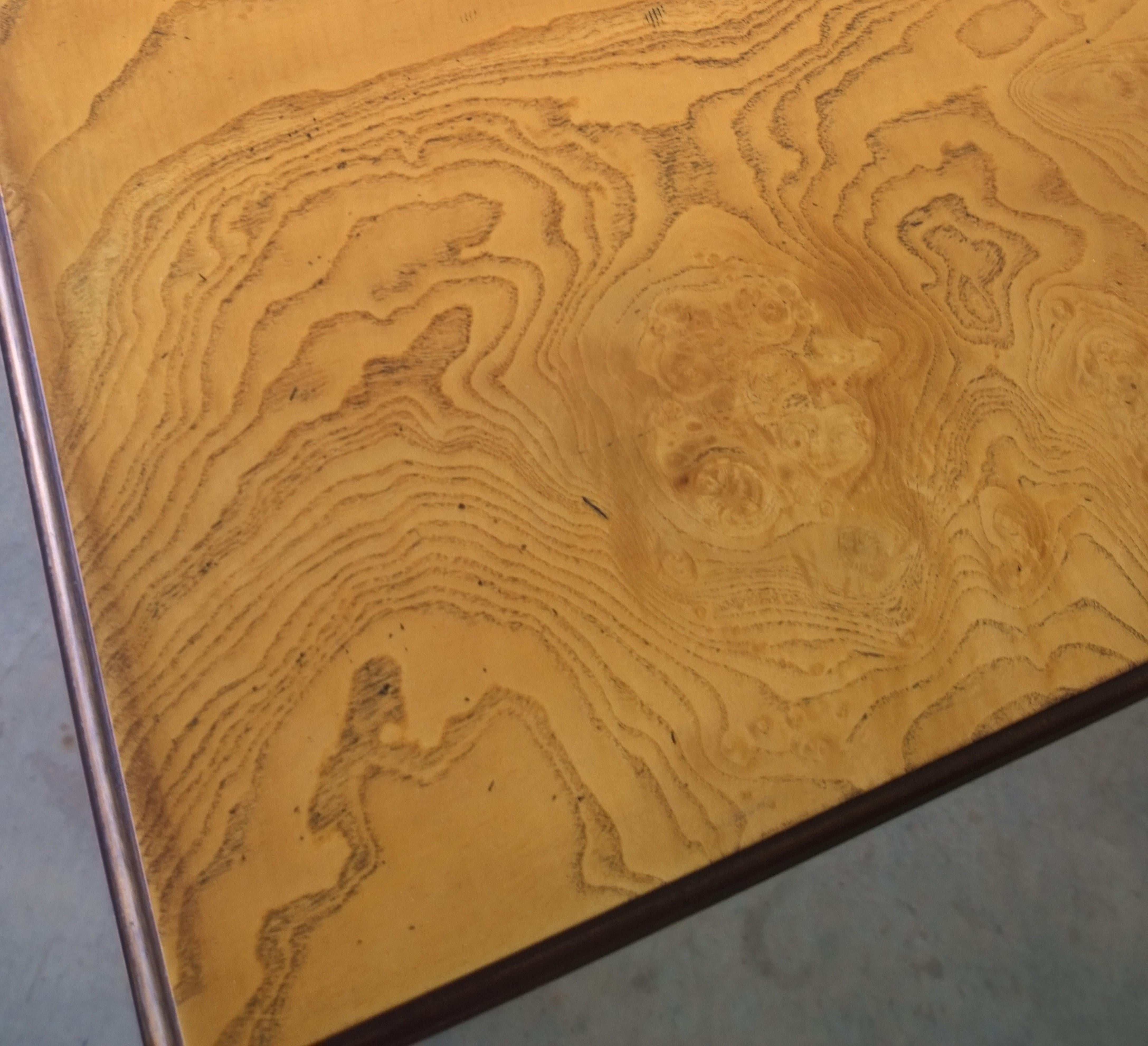 John Widdicomb Blond Burl Wood Veneer with Brown Edge Detail Game / Dining Table 5