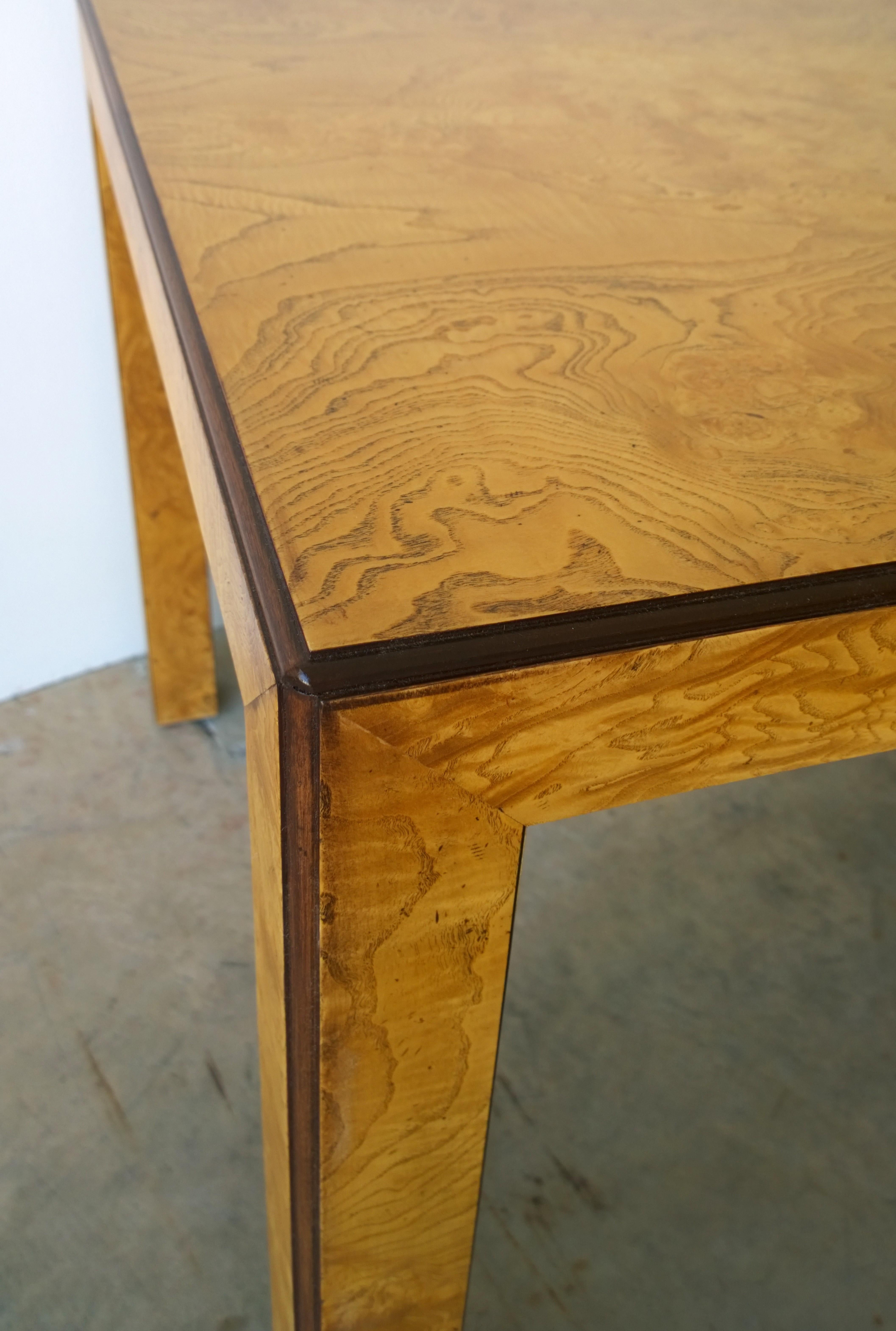 John Widdicomb Blond Burl Wood Veneer with Brown Edge Detail Game / Dining Table 3