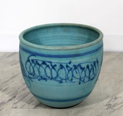 Mid-Century Modern Signed J.T. Abernathy Blue Glazed Ceramic Pot, 1960s