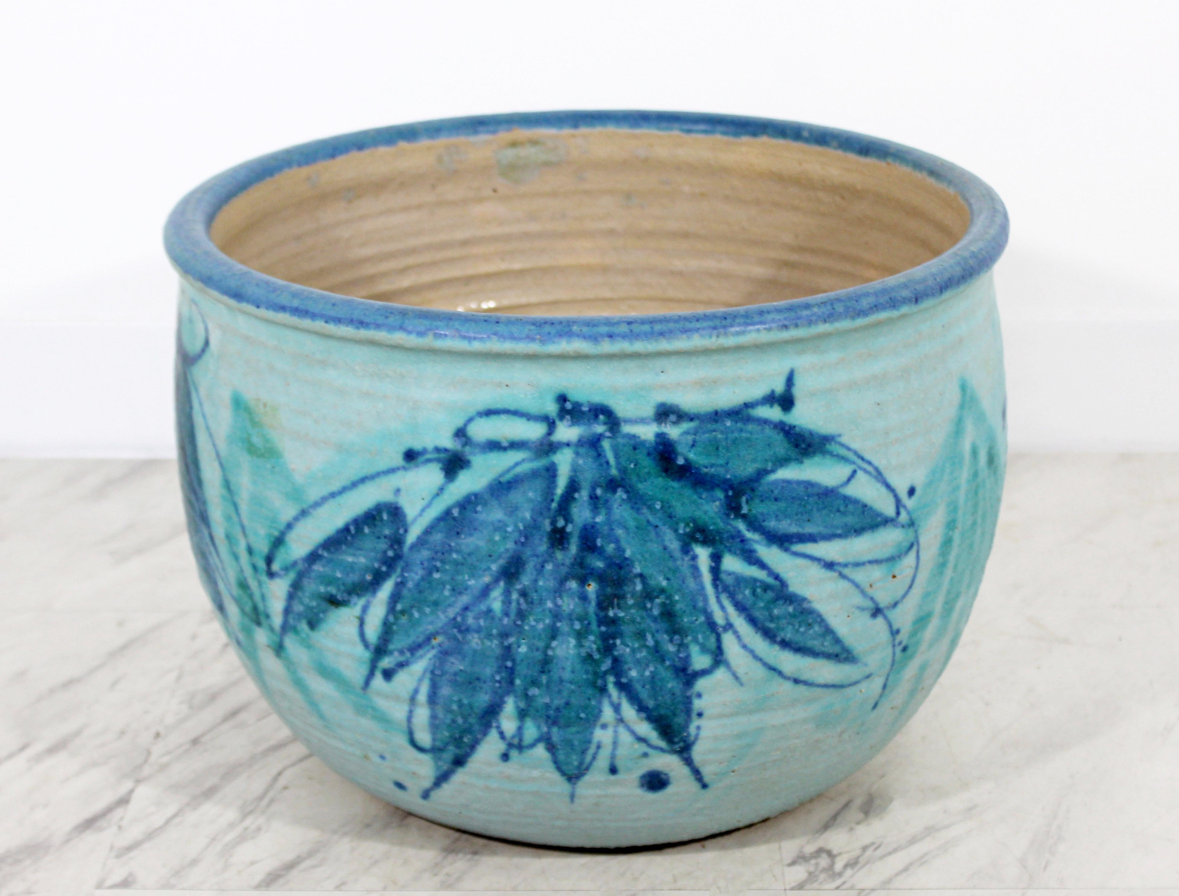 American Mid-Century Modern Signed J.T. Abernathy Blue Glazed Ceramic Pot, 1960s