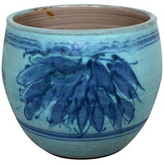 Mid-Century Modern Signed J.T. Abernathy Blue Glazed Ceramic Pot, 1960s