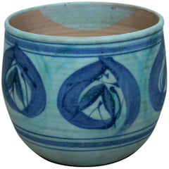Mid-Century Modern Signed J.T. Abernathy Blue Glazed Ceramic Pot, 1960s
