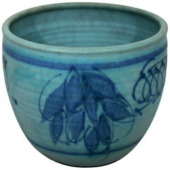 Mid-Century Modern Signed J.T. Abernathy Blue Glazed Ceramic Pot, 1960s