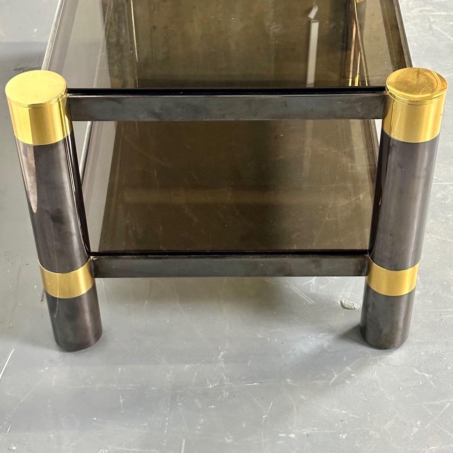 Karl Springer Mid-Century Modern Rectangular Coffee Table, Gunmetal, Brass 1970s For Sale 7