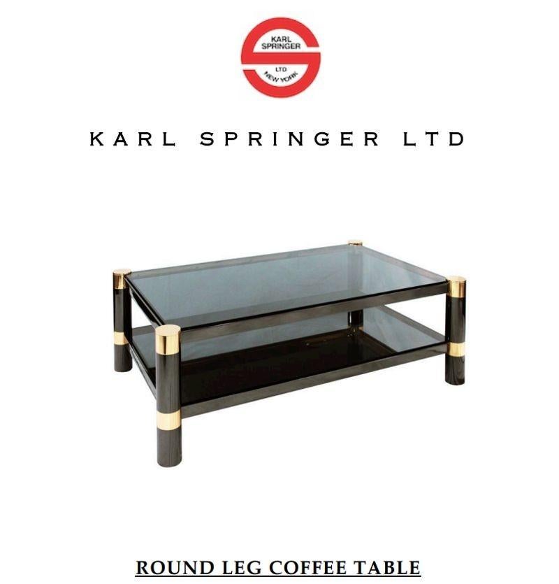 American Karl Springer Mid-Century Modern Rectangular Coffee Table, Gunmetal, Brass 1970s For Sale