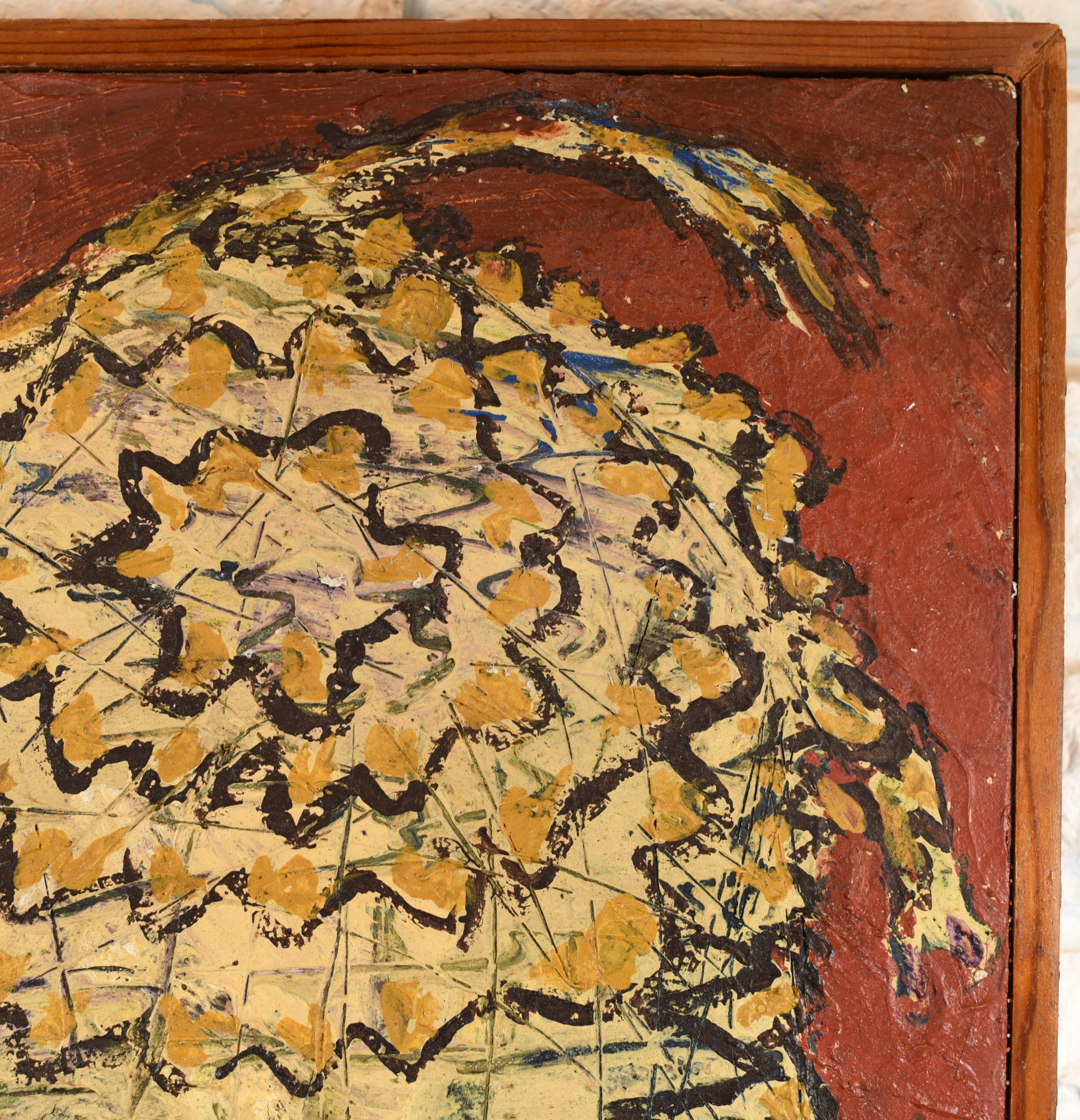 Pintura al óleo Kelly de mediados del siglo moderno firmada 