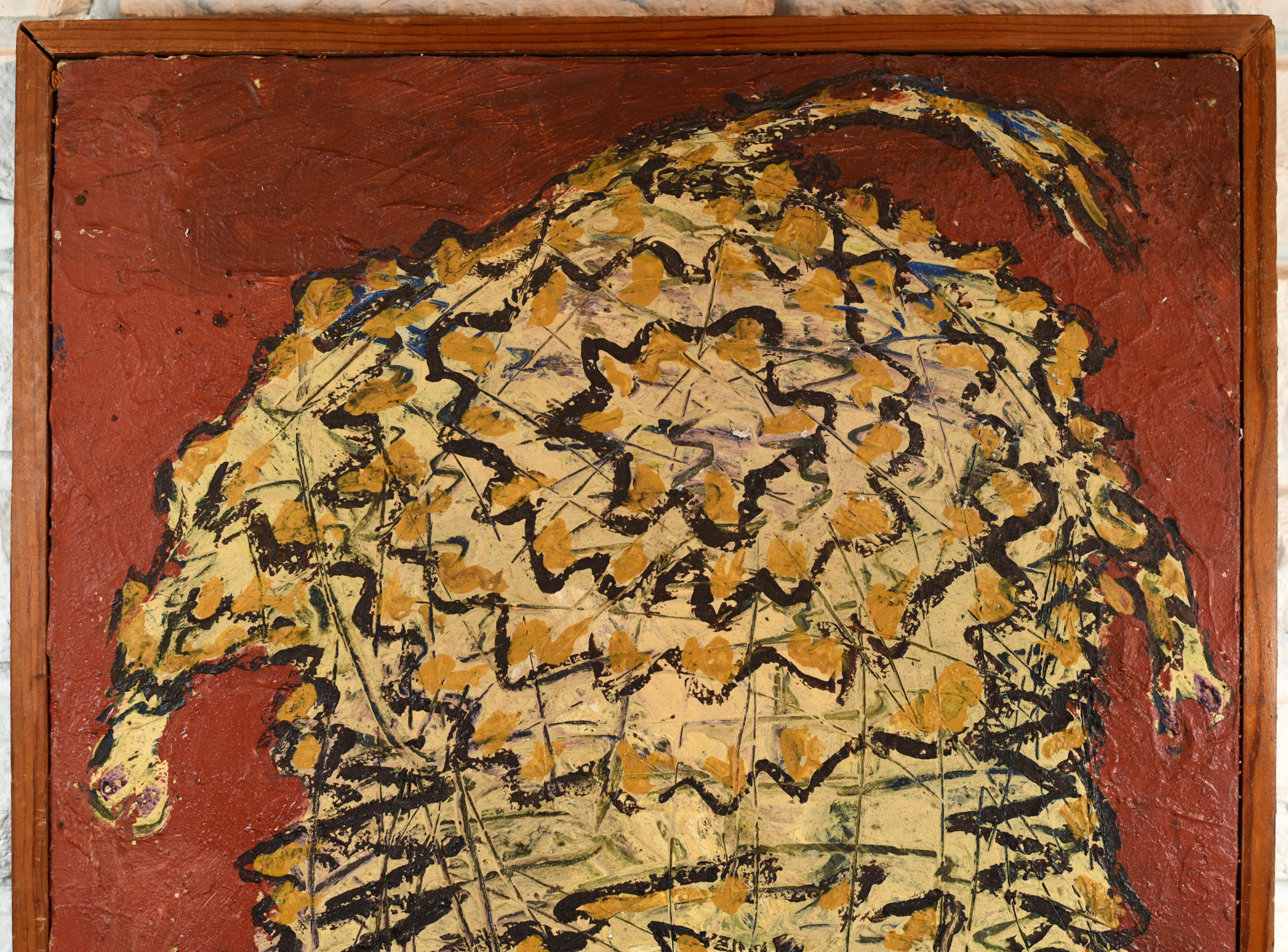 Pintura al óleo Kelly de mediados del siglo moderno firmada 