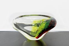 Mid-Century Modern signierte L. Onesto Muranoglas-Kunstschalen-Tisch-Skulptur, Italien