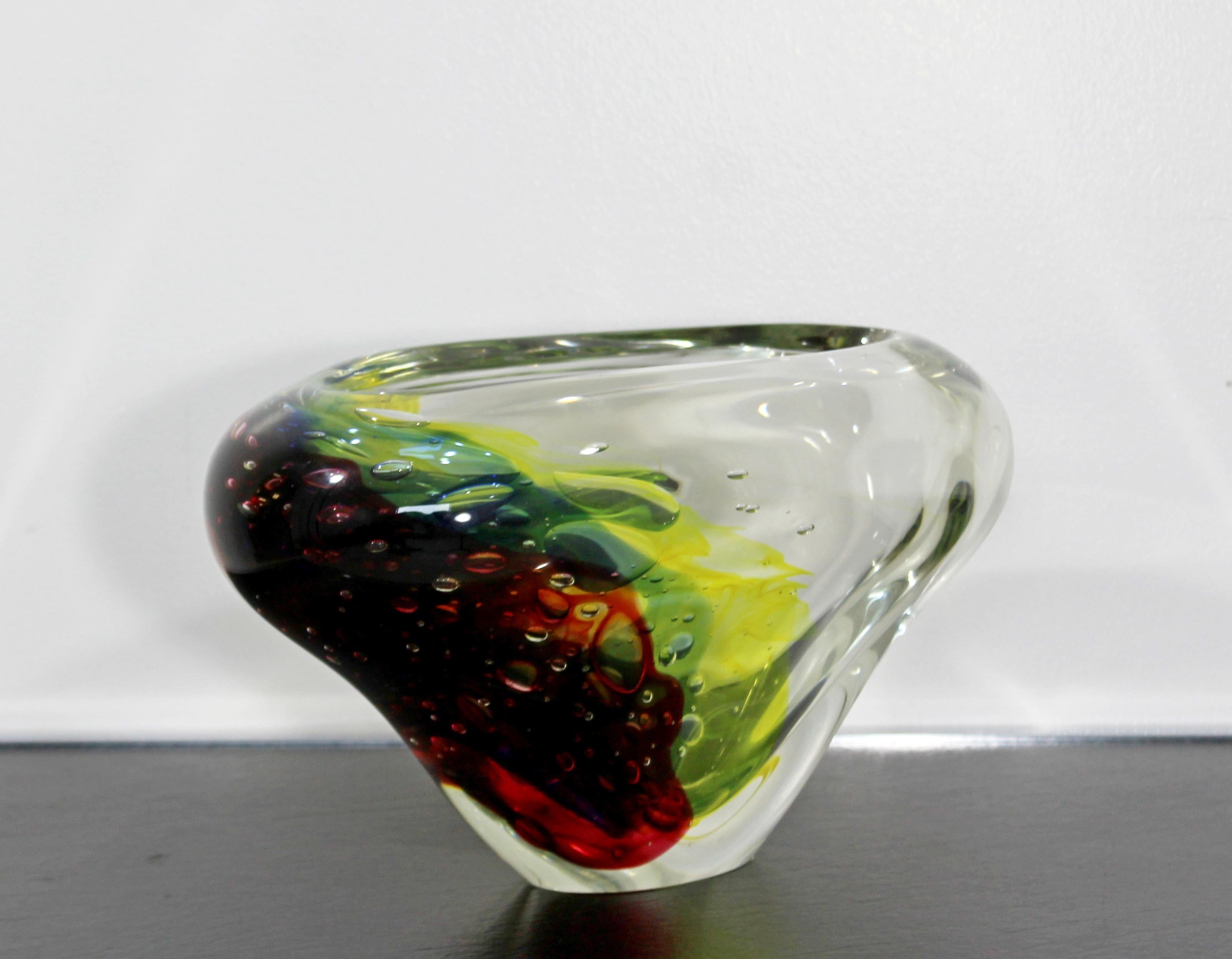 Mid-Century Modern Signed L. Onesto Murano Glass Art Bowl Table Sculpture, Italy In Good Condition In Keego Harbor, MI
