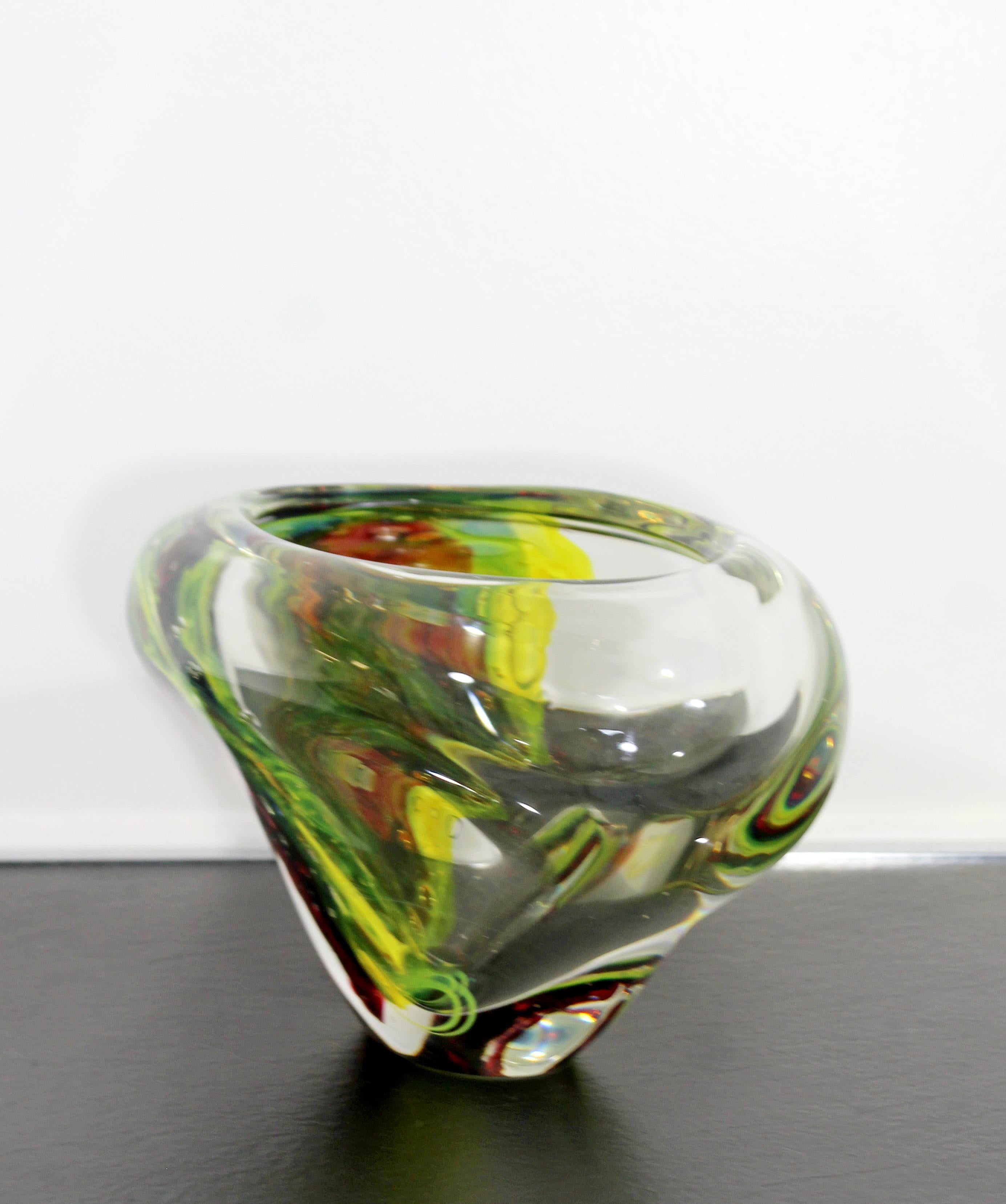 Mid-Century Modern Signed L. Onesto Murano Glass Art Bowl Table Sculpture, Italy 2