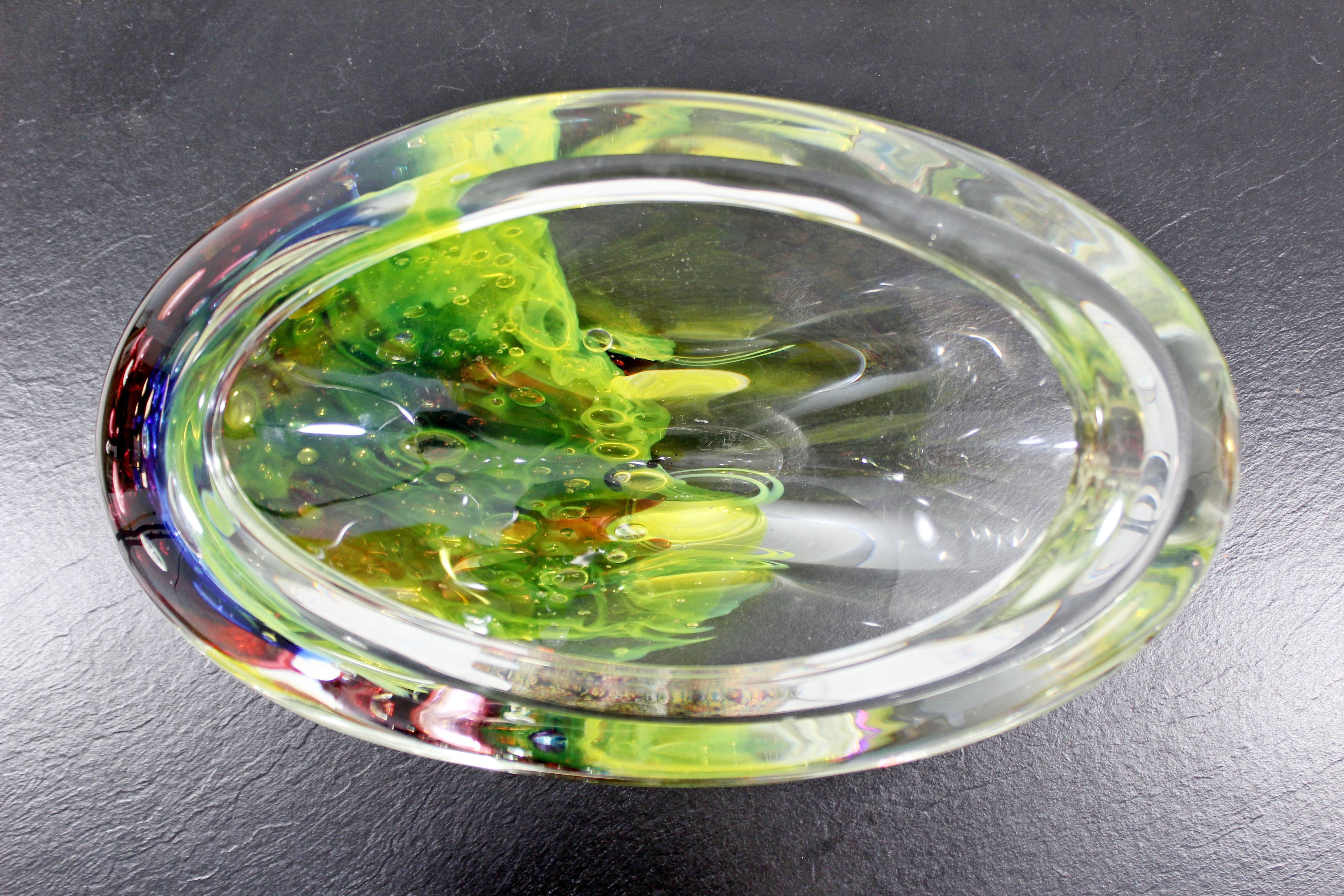 Mid-Century Modern Signed L. Onesto Murano Glass Art Bowl Table Sculpture, Italy 3