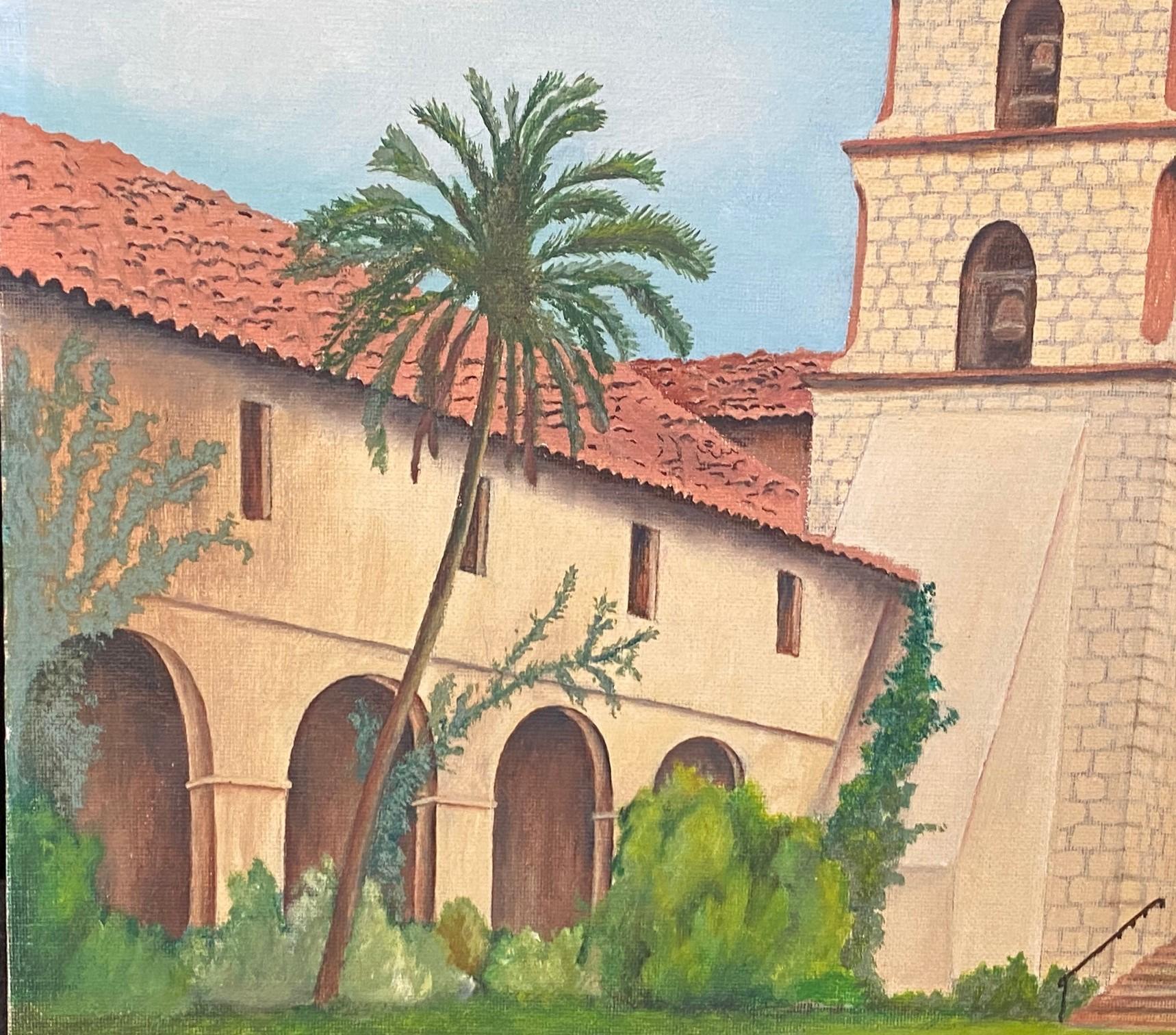 Quadro paesaggistico di metà secolo firmato della Missione di Santa Barbara in California In condizioni buone in vendita a Studio City, CA