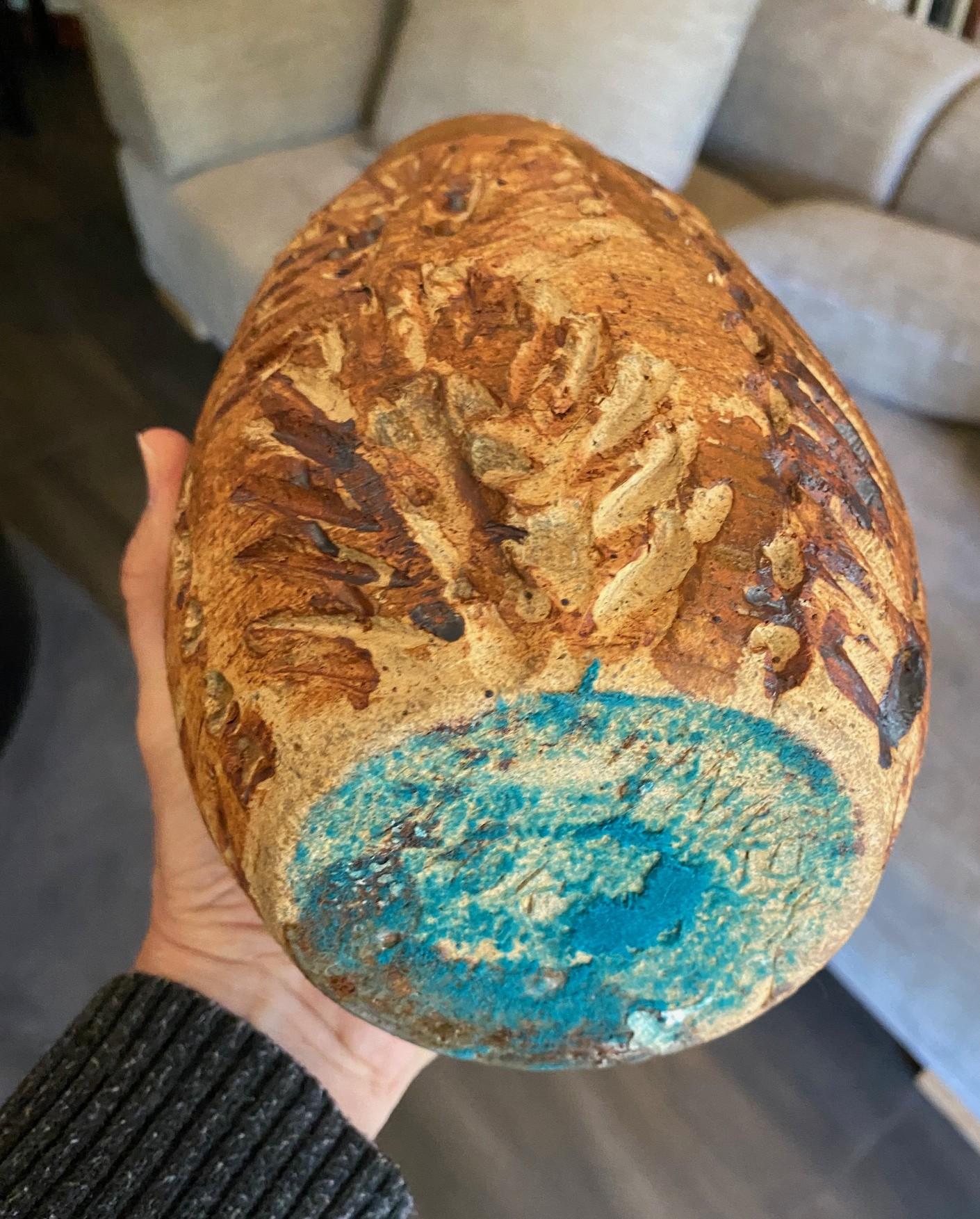 Mid Century Modern Signed Large Heavy Stoneware California Studio Pottery Vase For Sale 12