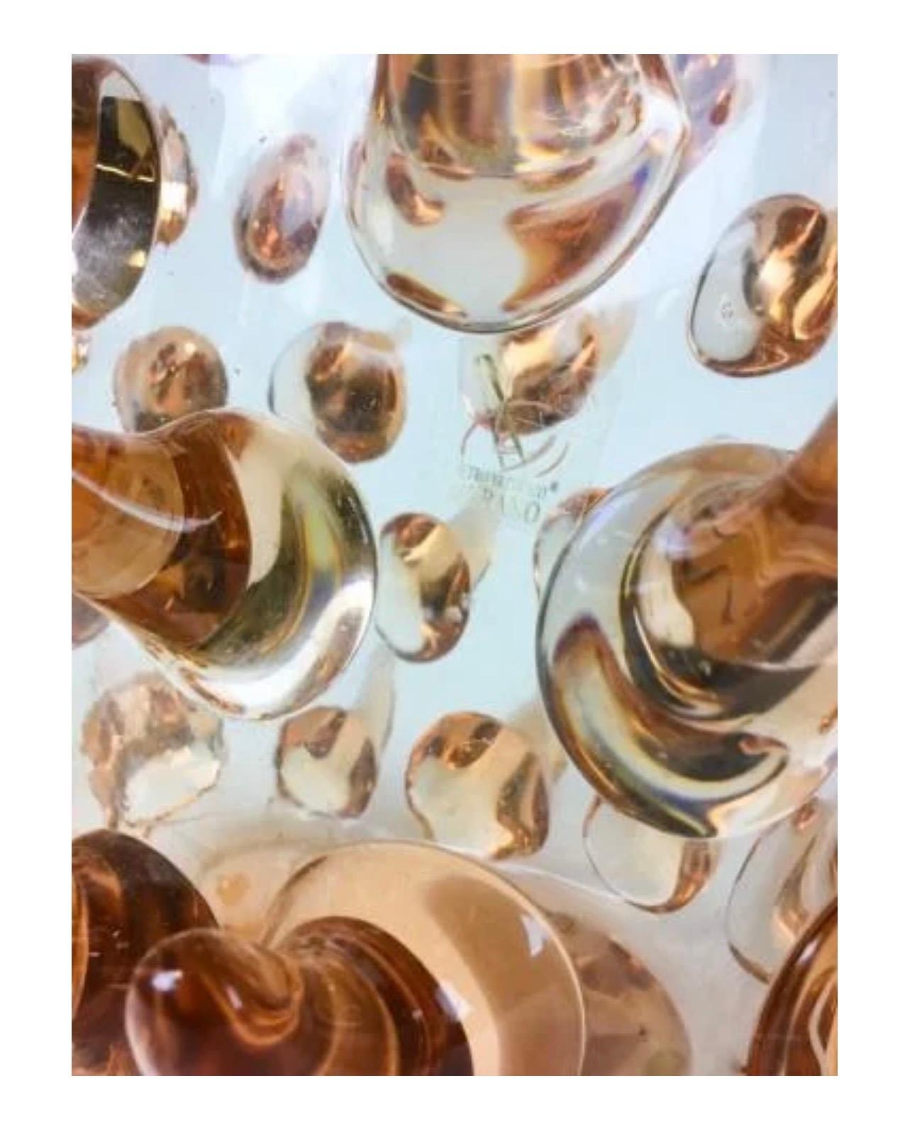 Italian Mid-Century Modern Signed Luigi Camozzo Iridescent Amber Murano Art Glass Vase