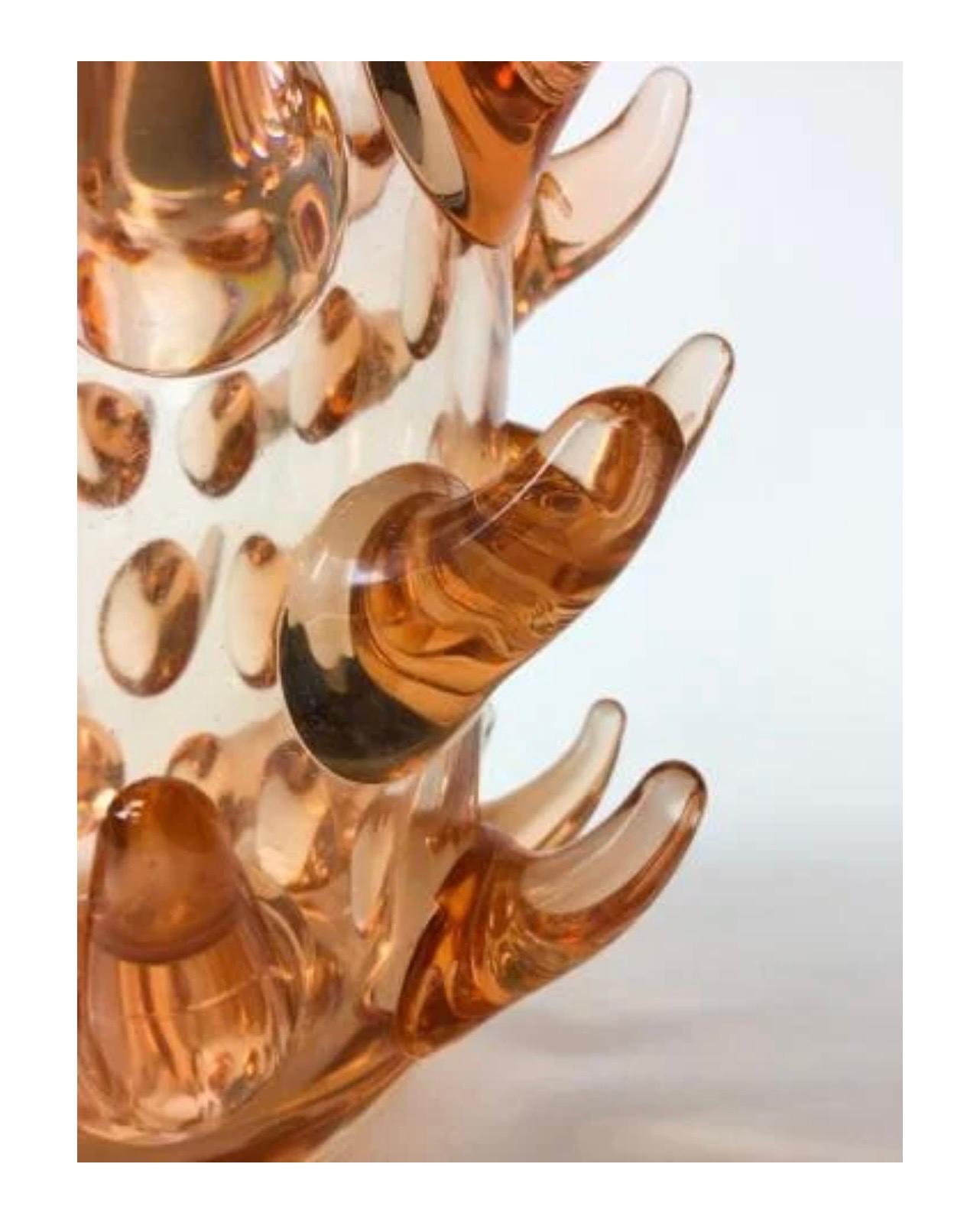 20th Century Mid-Century Modern Signed Luigi Camozzo Iridescent Amber Murano Art Glass Vase