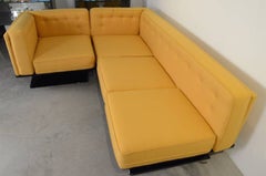 MIM Ico Parisi Knoll Yellow Wool Upholstery and Black Fiberglass Sectional Sofa