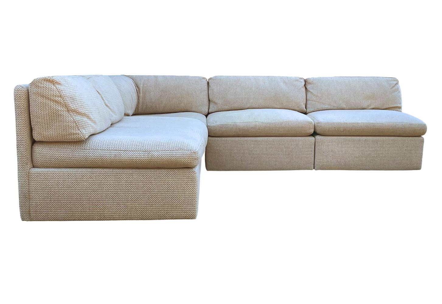 Fabric Mid Century Modern Signed Milo Baughman Modular L Shape Sectional Sofa