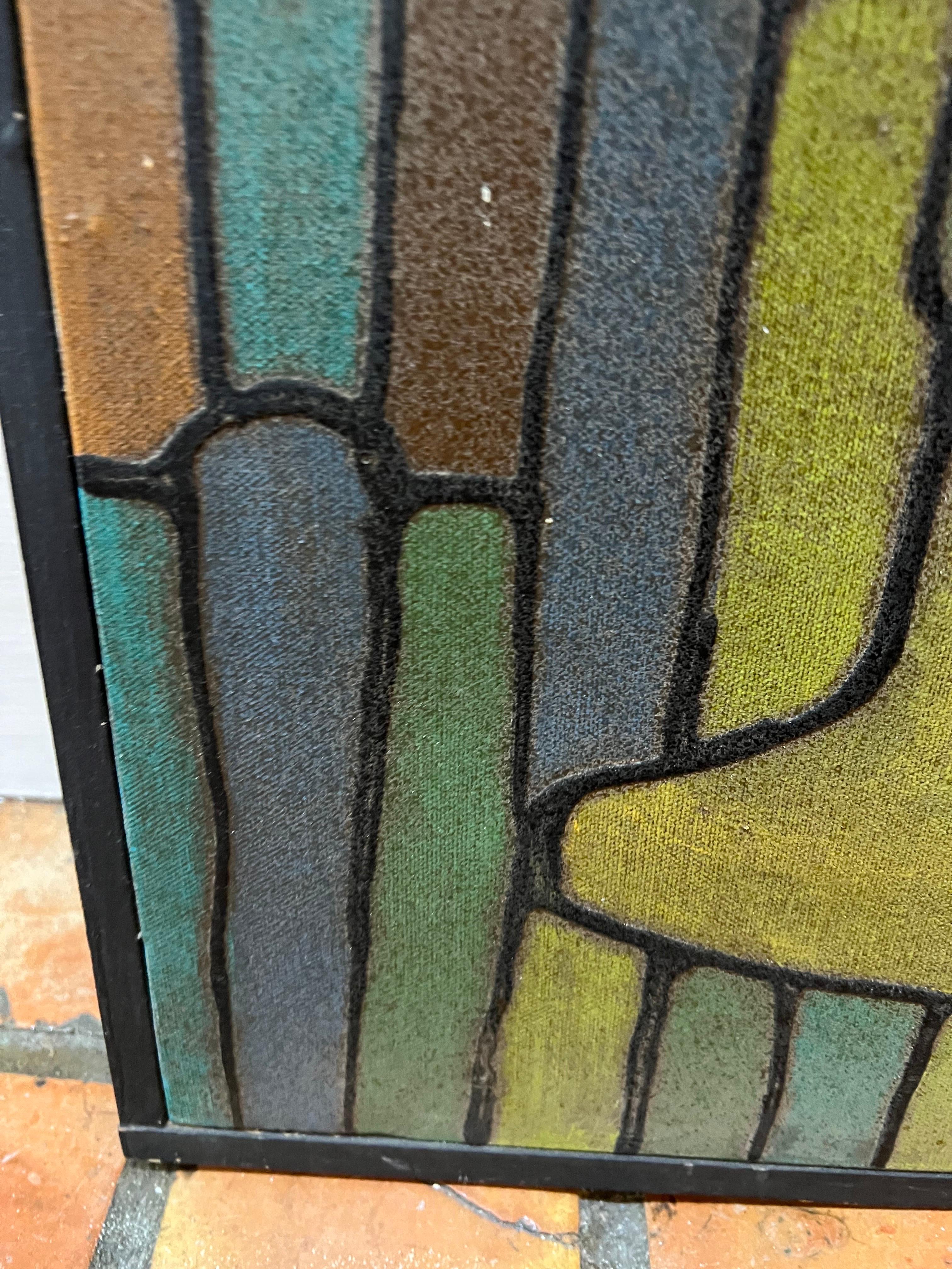 Quadro firmato di metà secolo moderno raffigurante una Menorah in vendita 4
