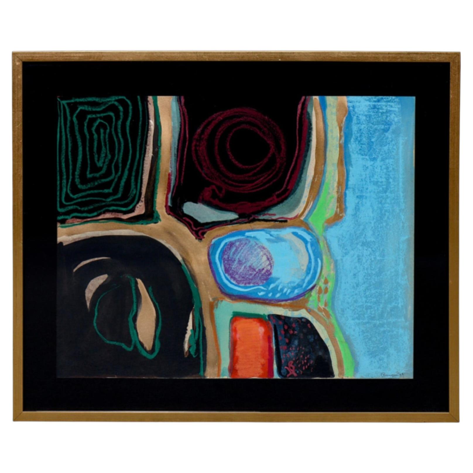 Pastel sur papier signé « Mid-Century Modern » par Edlef Romeny, 1972