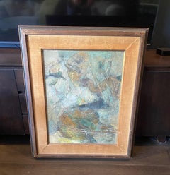 Mid-Century Modern Signed Schiff Abstract Impasto Oil on Canvas Painting
