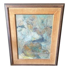 Mid-Century Modern Signiert Schiff Abstrakt Impasto Öl auf Leinwand Gemälde