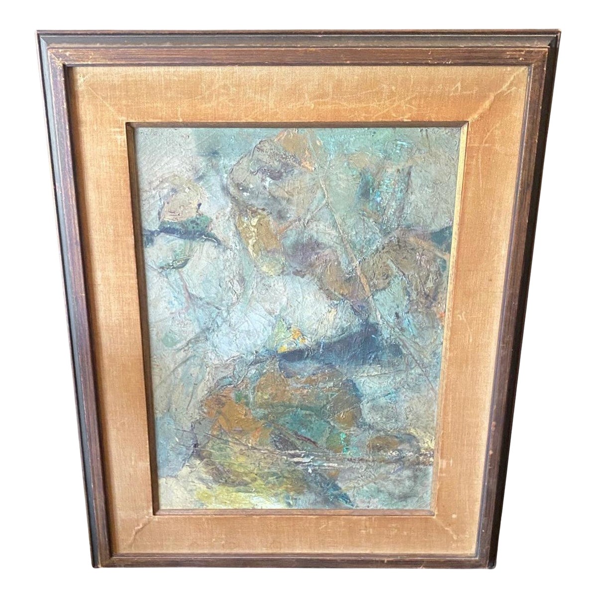 Peinture abstraite à l
huile sur toile signée Schiff, du milieu du siècle dernier