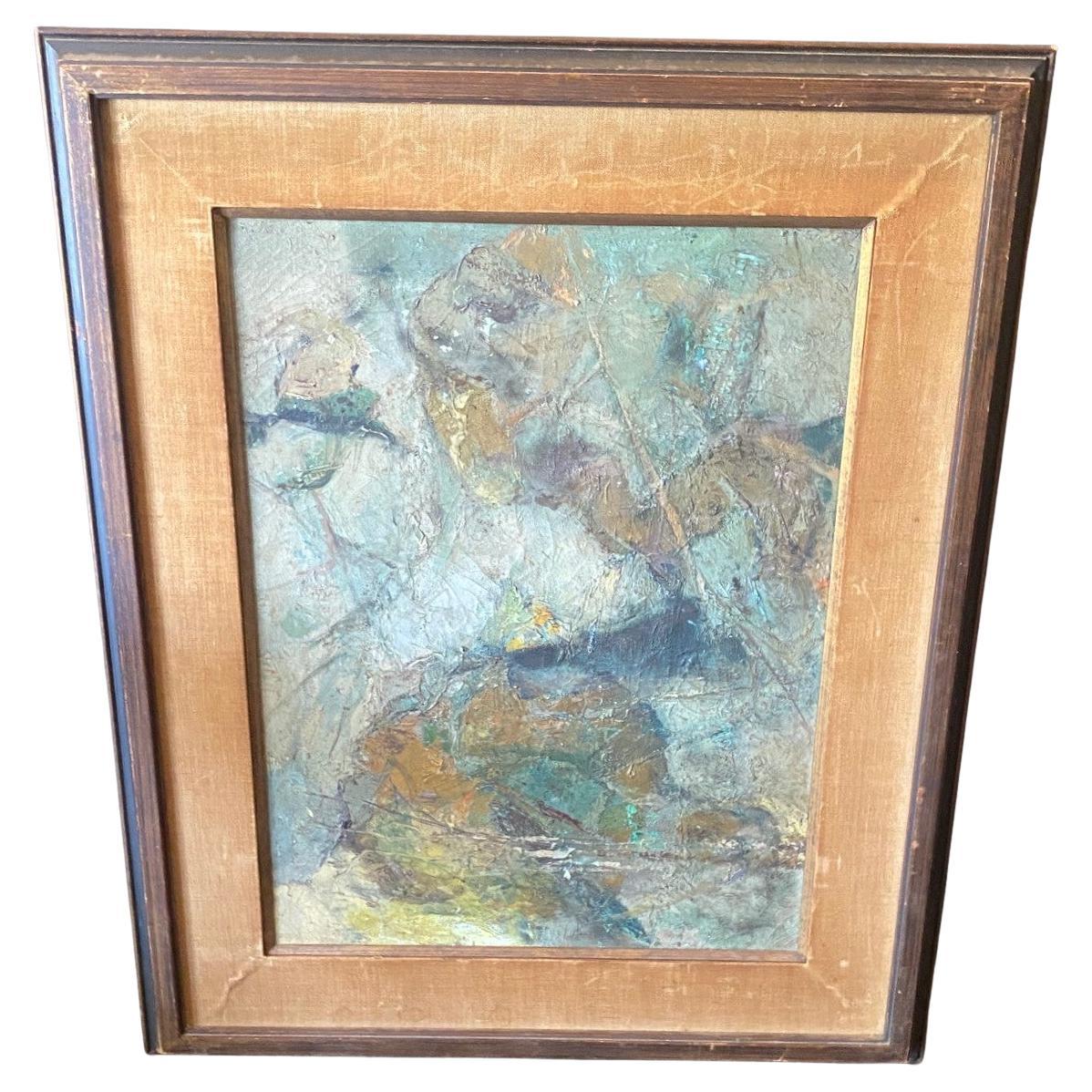 Mid-Century Modern Signed Schiff Abstract Impasto Oil on Canvas Painting