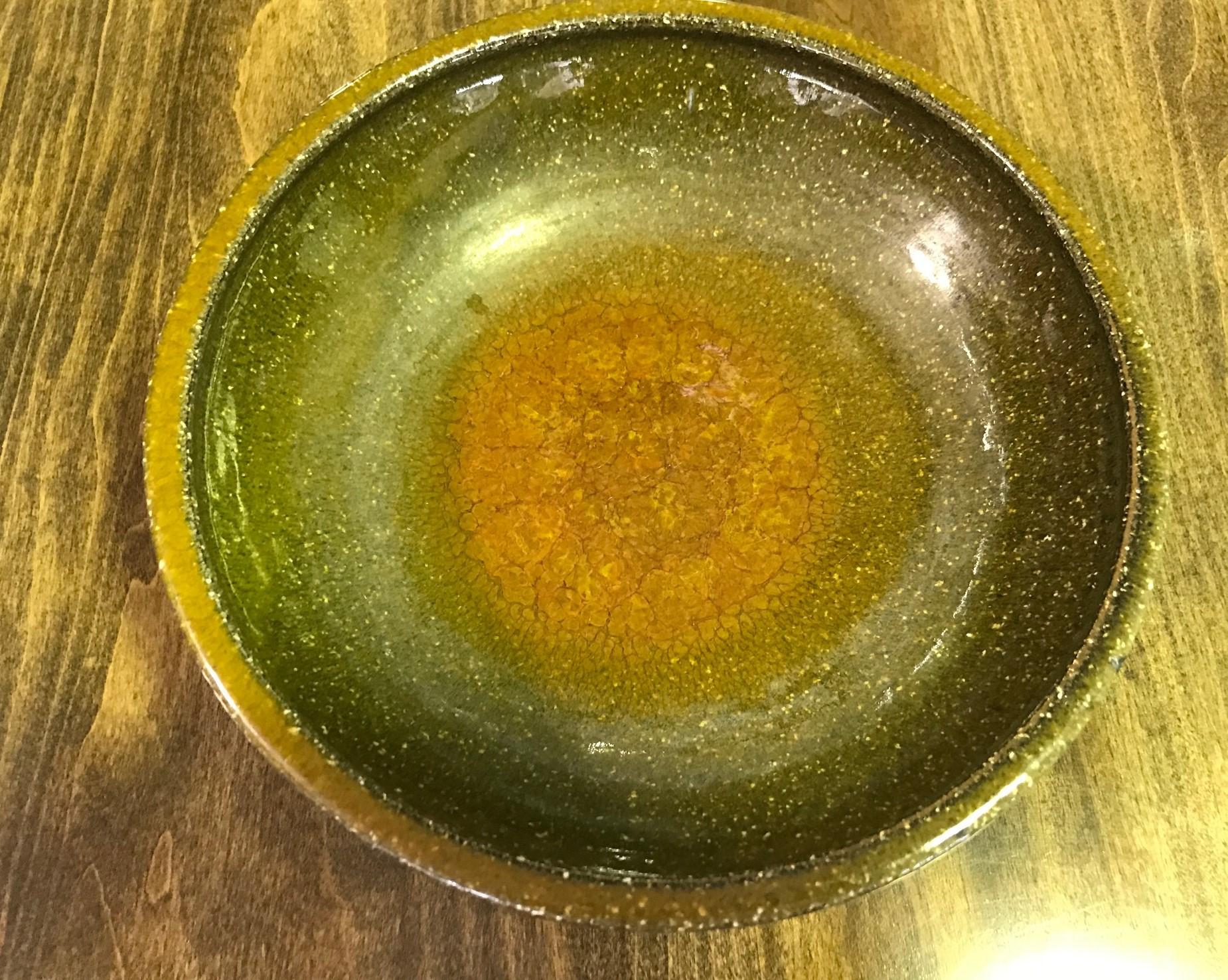 American Mid-Century Modern Signed Studio Pottery Ceramic Glazed Artisan Bowl