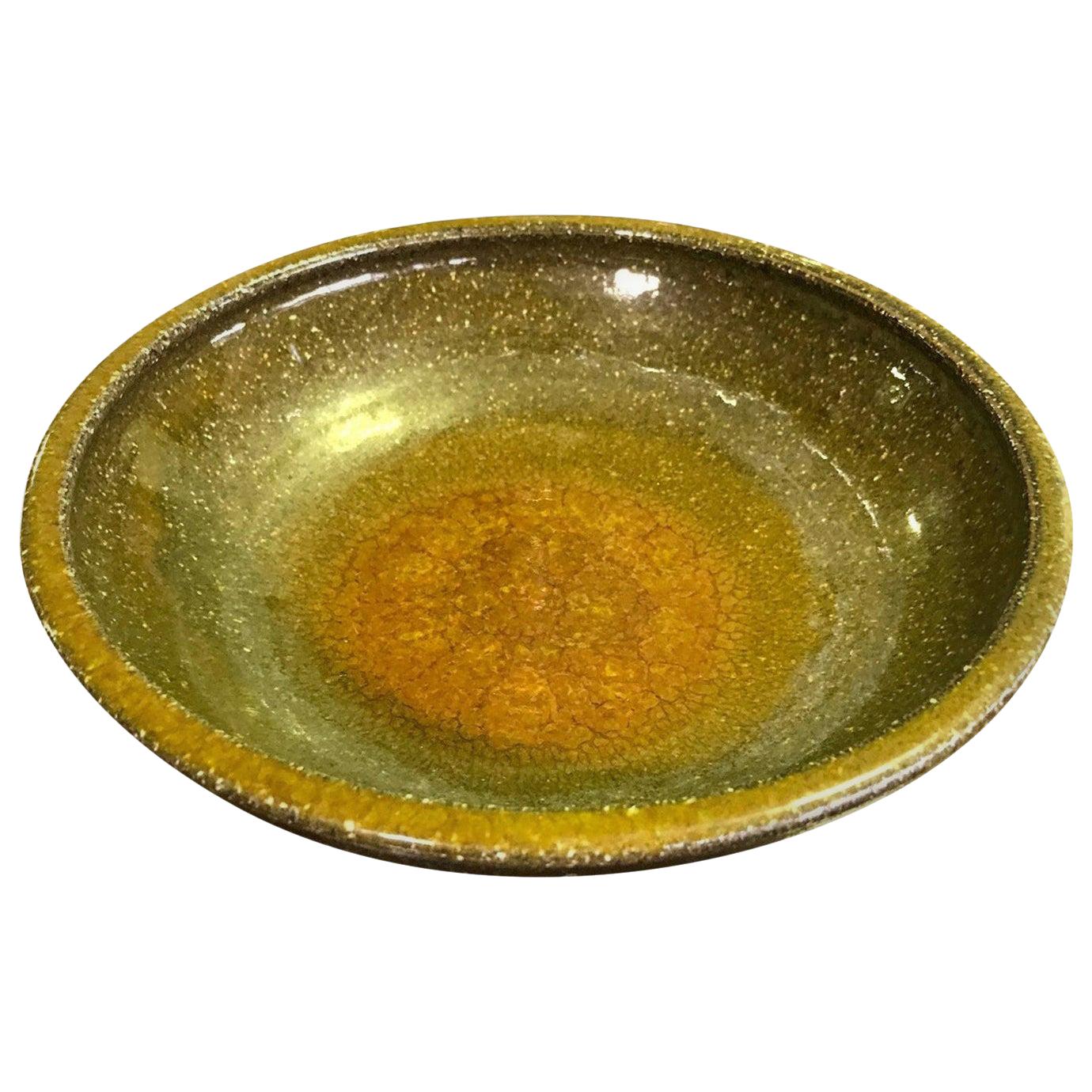 Mid-Century Modern Signed Studio Pottery Ceramic Glazed Artisan Bowl