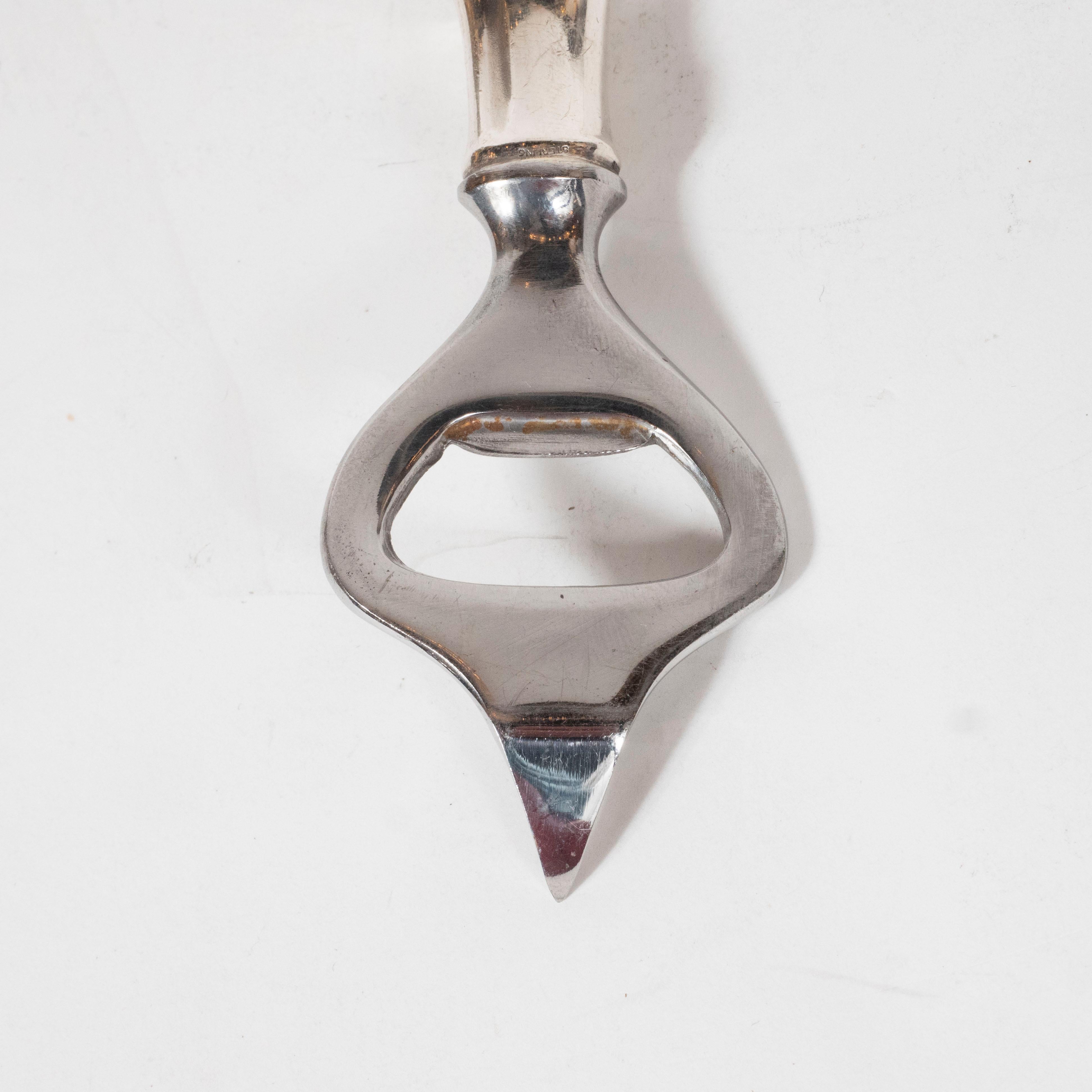Mid-Century Modern Signed Tiffany Sterling Silver Bamboo Bottle Opener 2