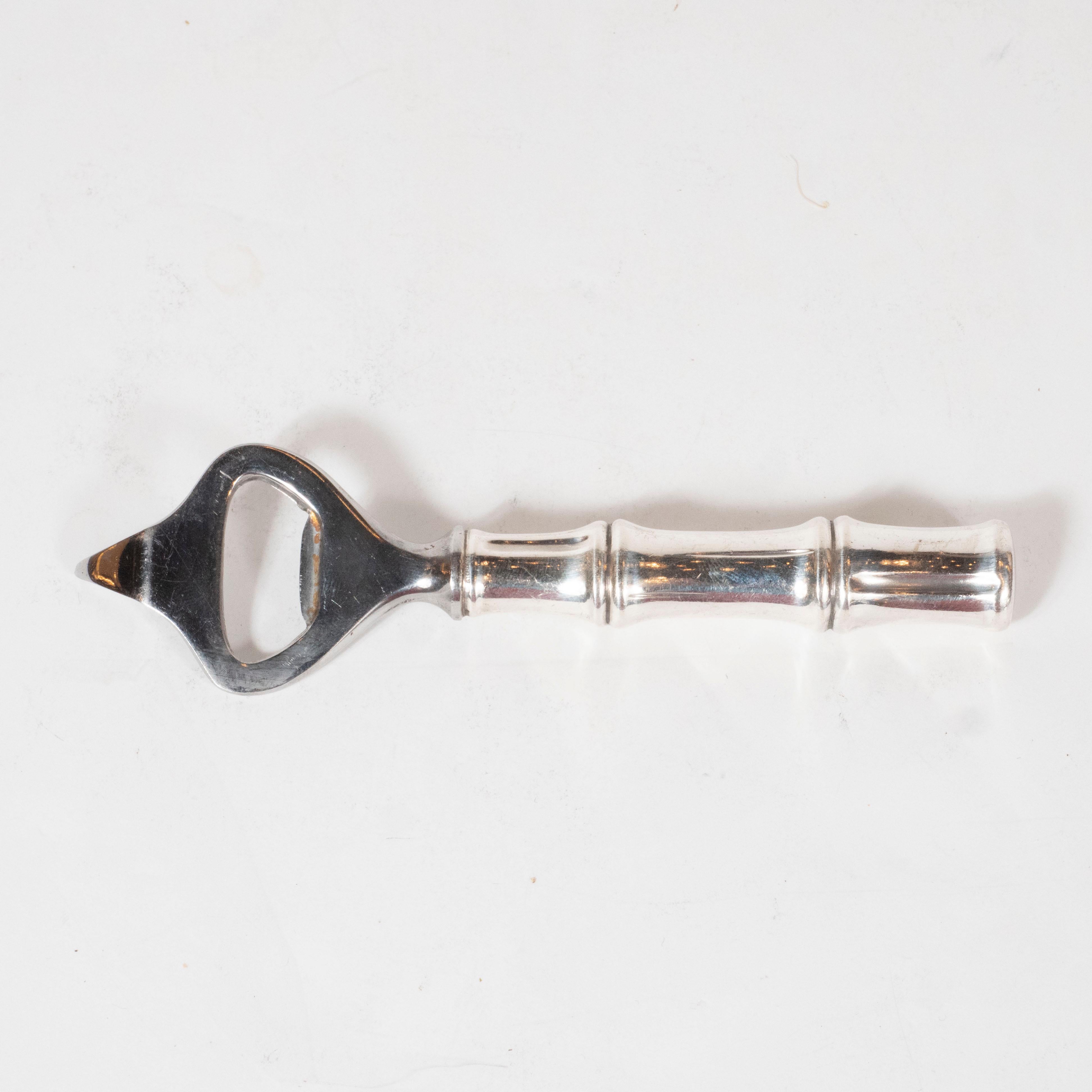 Mid-Century Modern Signed Tiffany Sterling Silver Bamboo Bottle Opener 1