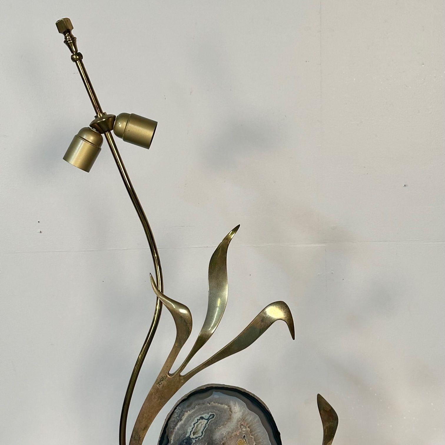 Lampe de table sculpturale en bronze et agate signée Willy Daros, milieu du siècle dernier, 1970 en vente 6