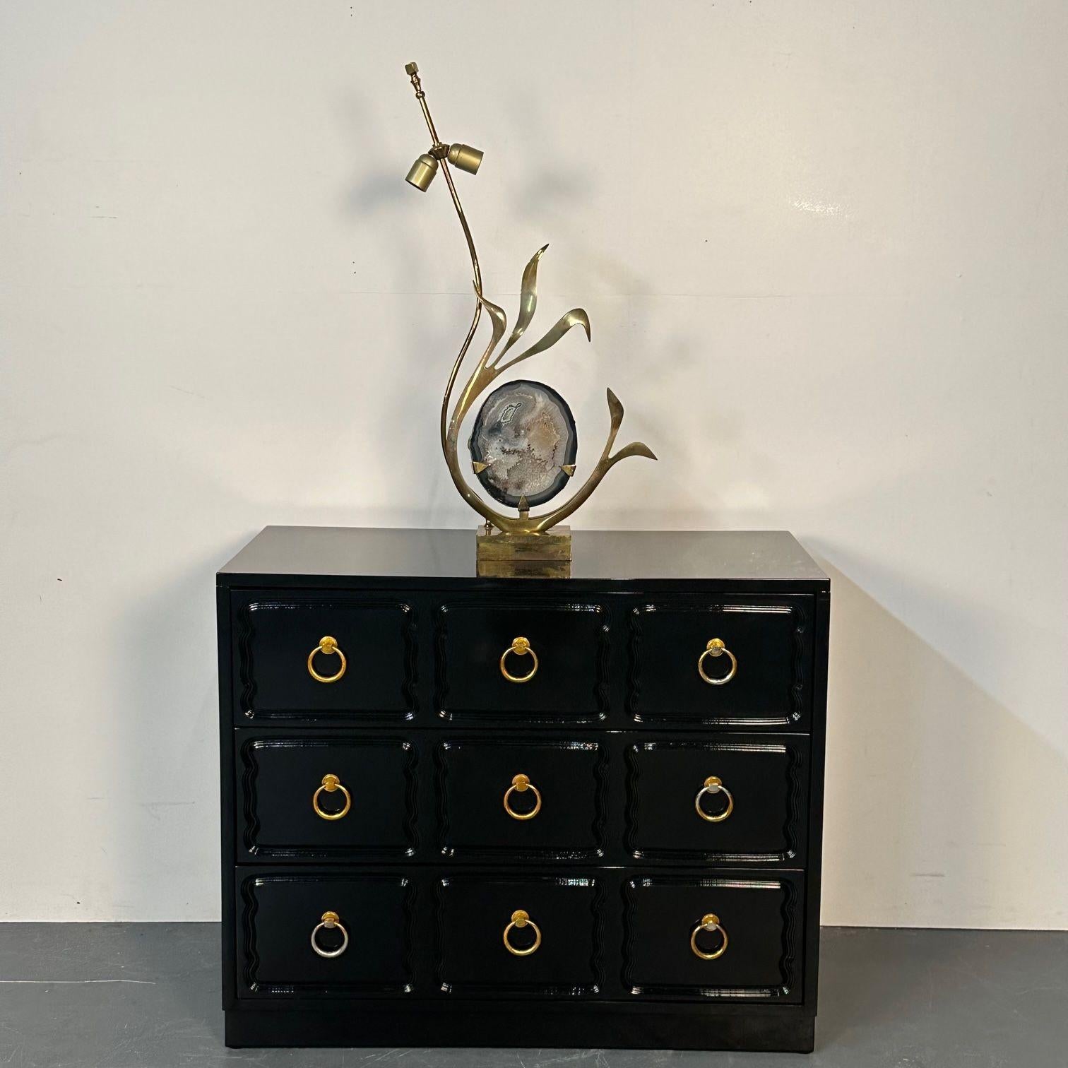 Mid-Century Modern Signed Willy Daro Bronze, Agate Sculptural Table Lamp, 1970s In Good Condition For Sale In Manhasset, NY