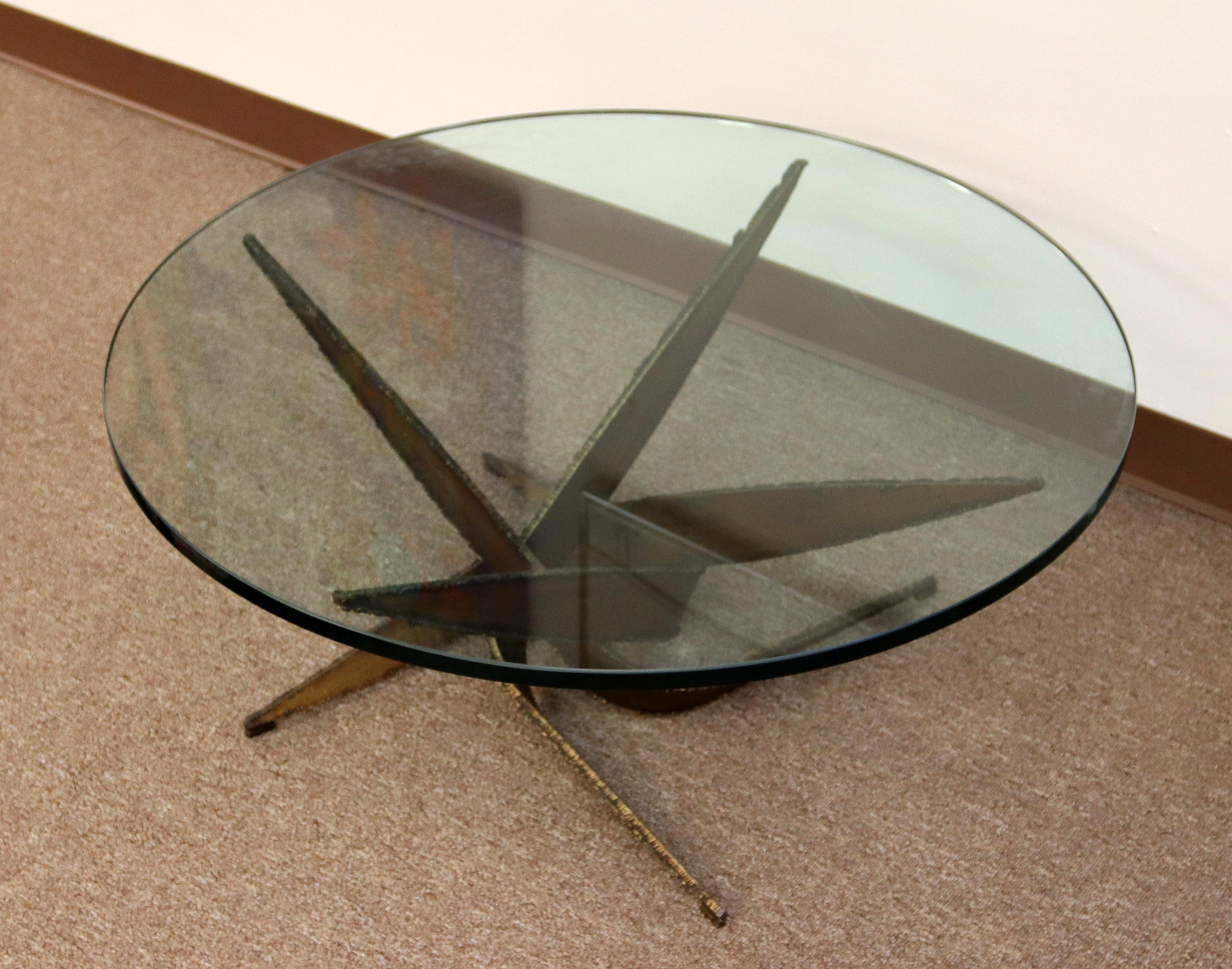 Mid-Century Modern Silas Seandel Brutalist Bronze Cocktail Coffee Table 1970s In Good Condition In Keego Harbor, MI