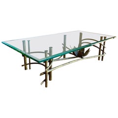 Mid Century Modern Silas Seandel Style Brutalist Lotus Coffee Table Gilt Copper