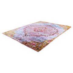 Mid-Century Modern Silk Like Handmade in India Area Rug Carpet Purple Pattern