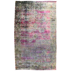 Mid-Century Modern Silk Like Handmade India Area Rug Carpet Blue Purple Pattern