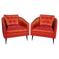 Retro Mid Century Modern Silk Satin Chairs