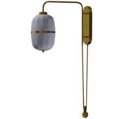 Mid-Century Modern Silk Wall-Lamp with a Pulley Shanghai, Re Edtion