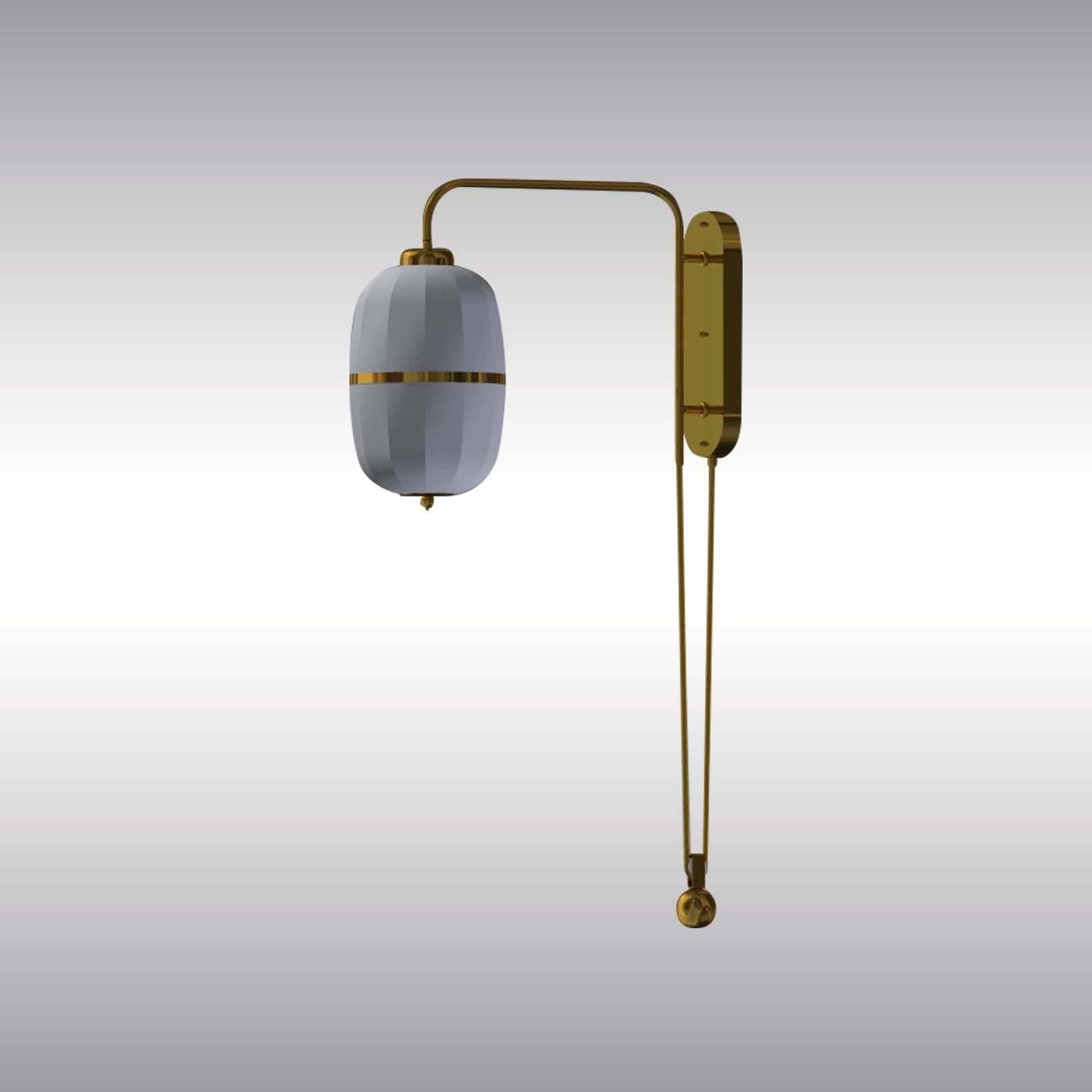 Austrian Mid-Century Modern Silk Wall-Lamp with a Pulley Shanghai, Re Edtion For Sale