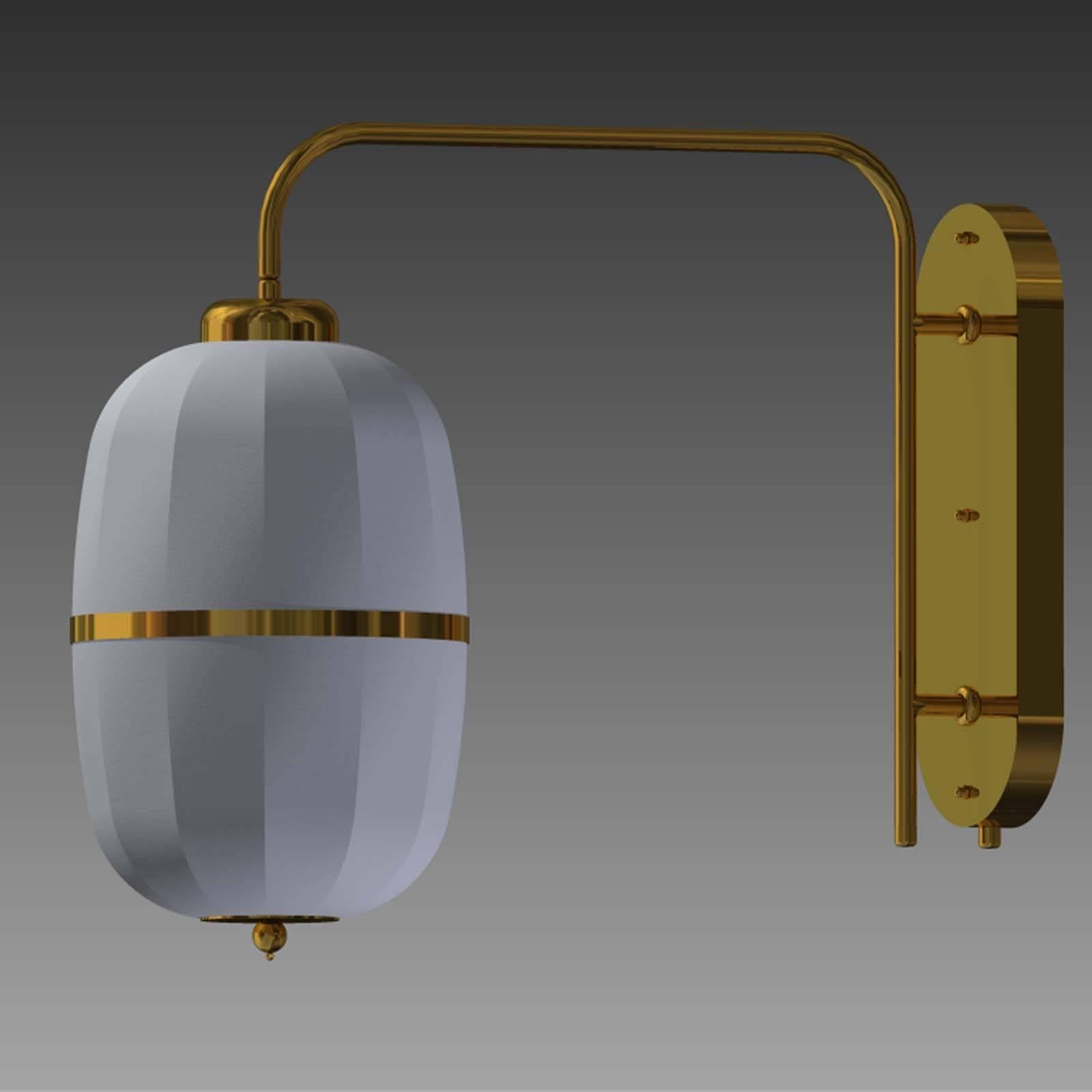 Hand-Crafted Mid-Century Modern Silk Wall-Lamp with a Pulley Shanghai, Re Edtion For Sale