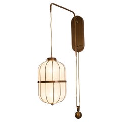 Mid-Century Modern Silk Wall-Lamp with a Pulley Shanghai, Re Edtion