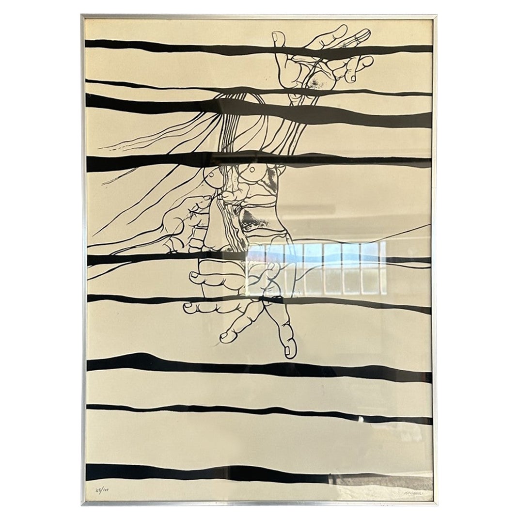 Mid-Century Modern, Siebdruck auf Papier von Agenore Fabbri 1971, signiert und nummeriert