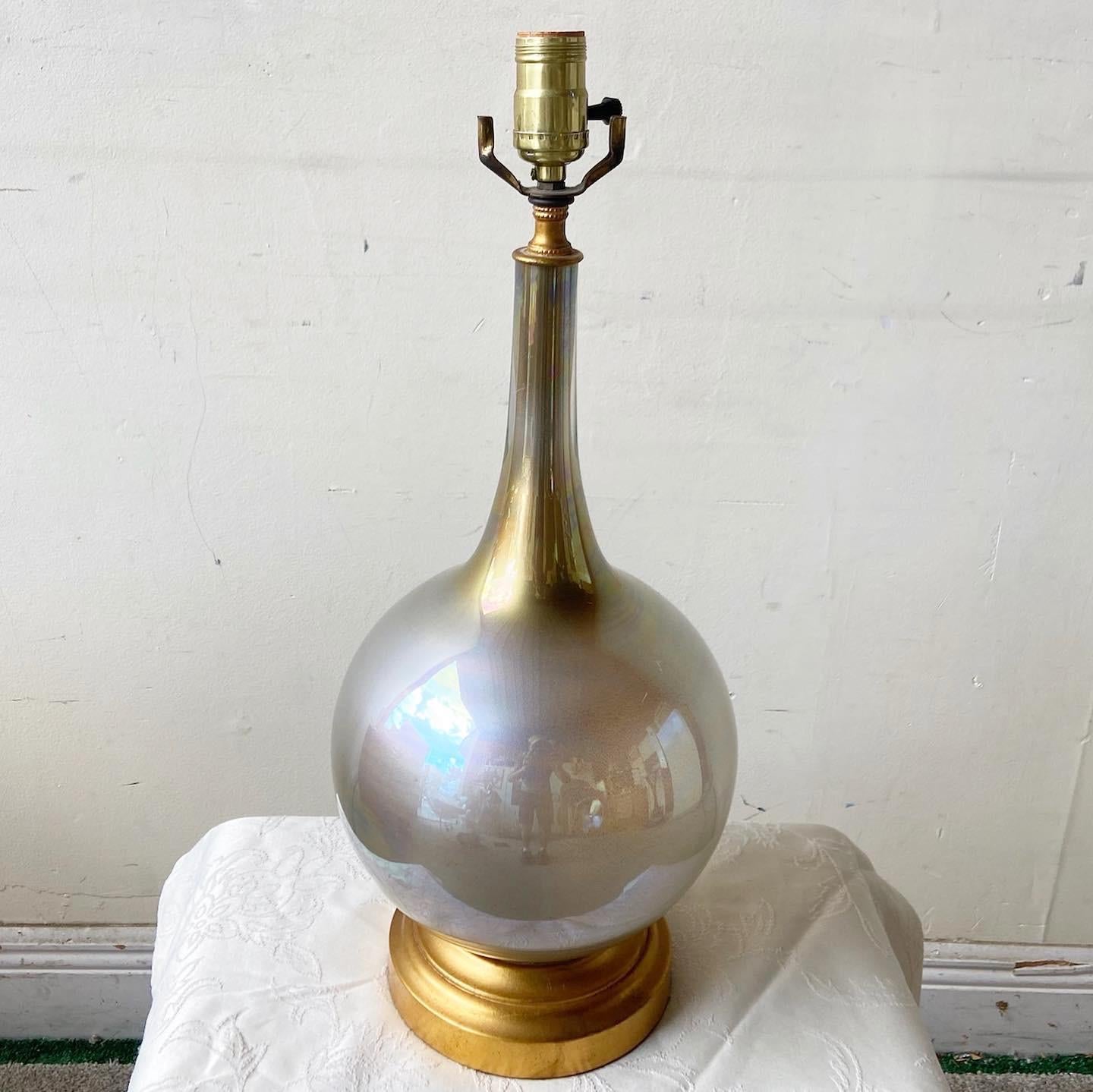 American Mid-Century Modern Silver and Gold Glass Table Lamp